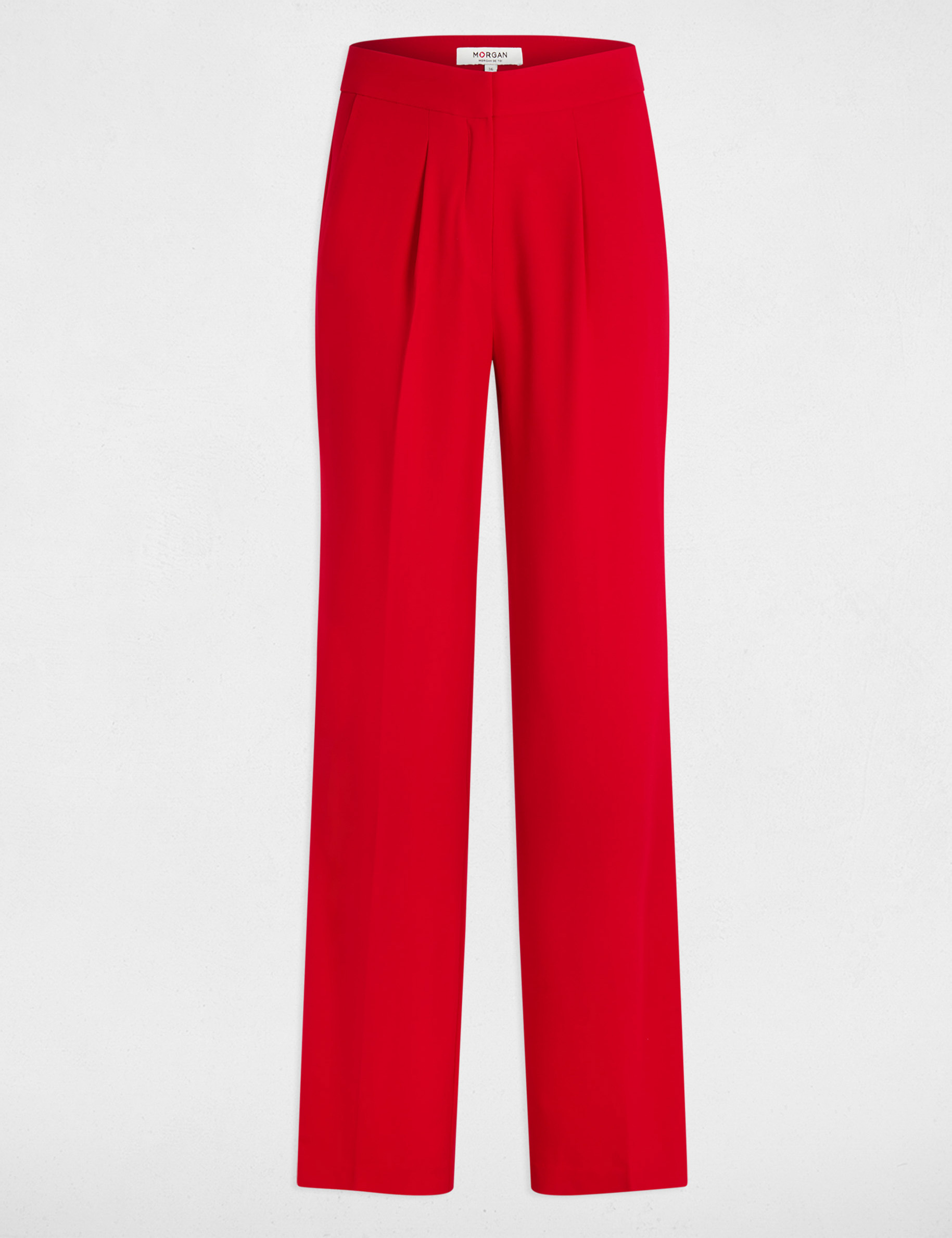 pantalon pernera ancha pinzas rojo mujer Pantalón pernera ancha pinzas rojo mujer