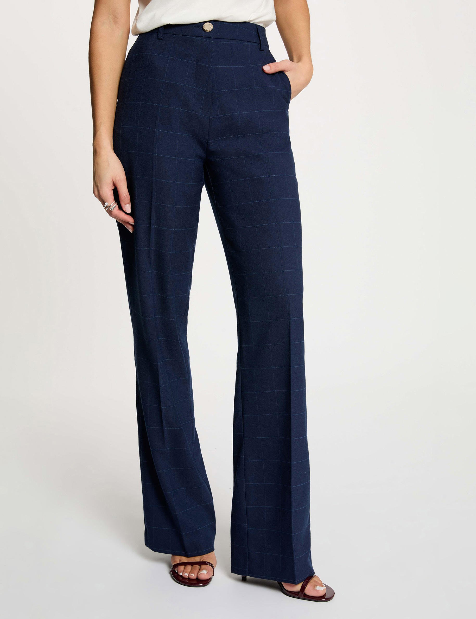 Pantal&oacute;n de tiro alto azul marino mujer