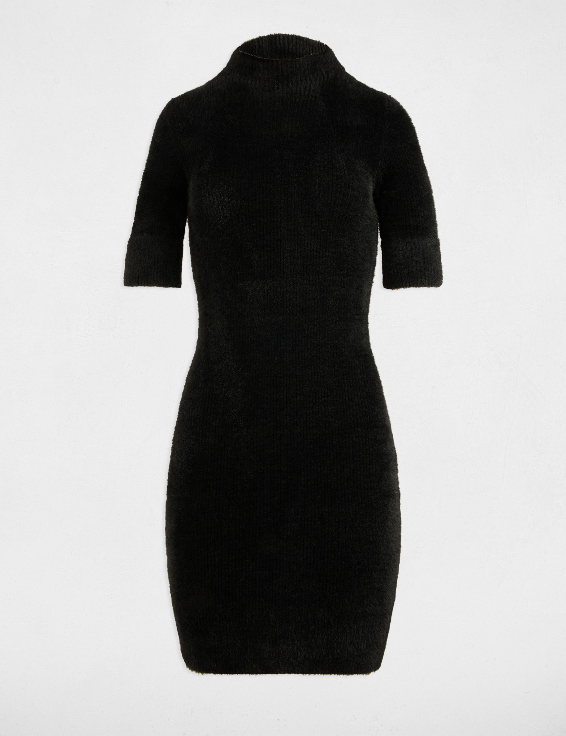 vestido de punto ajustado manga corta negro mujer Vestido de punto ajustado manga corta negro mujer