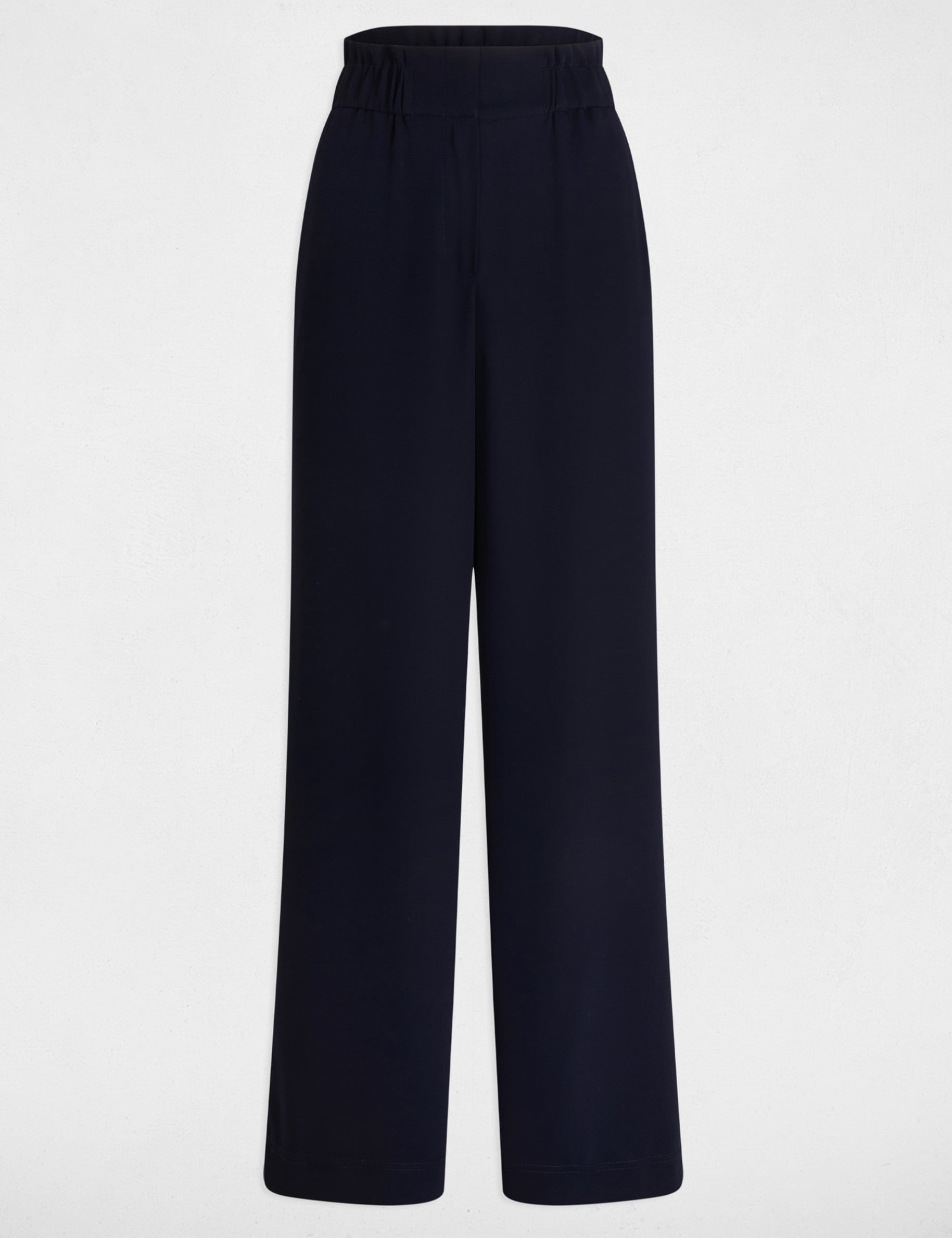 Pantal&oacute;n ancho de tiro alto azul marino mujer