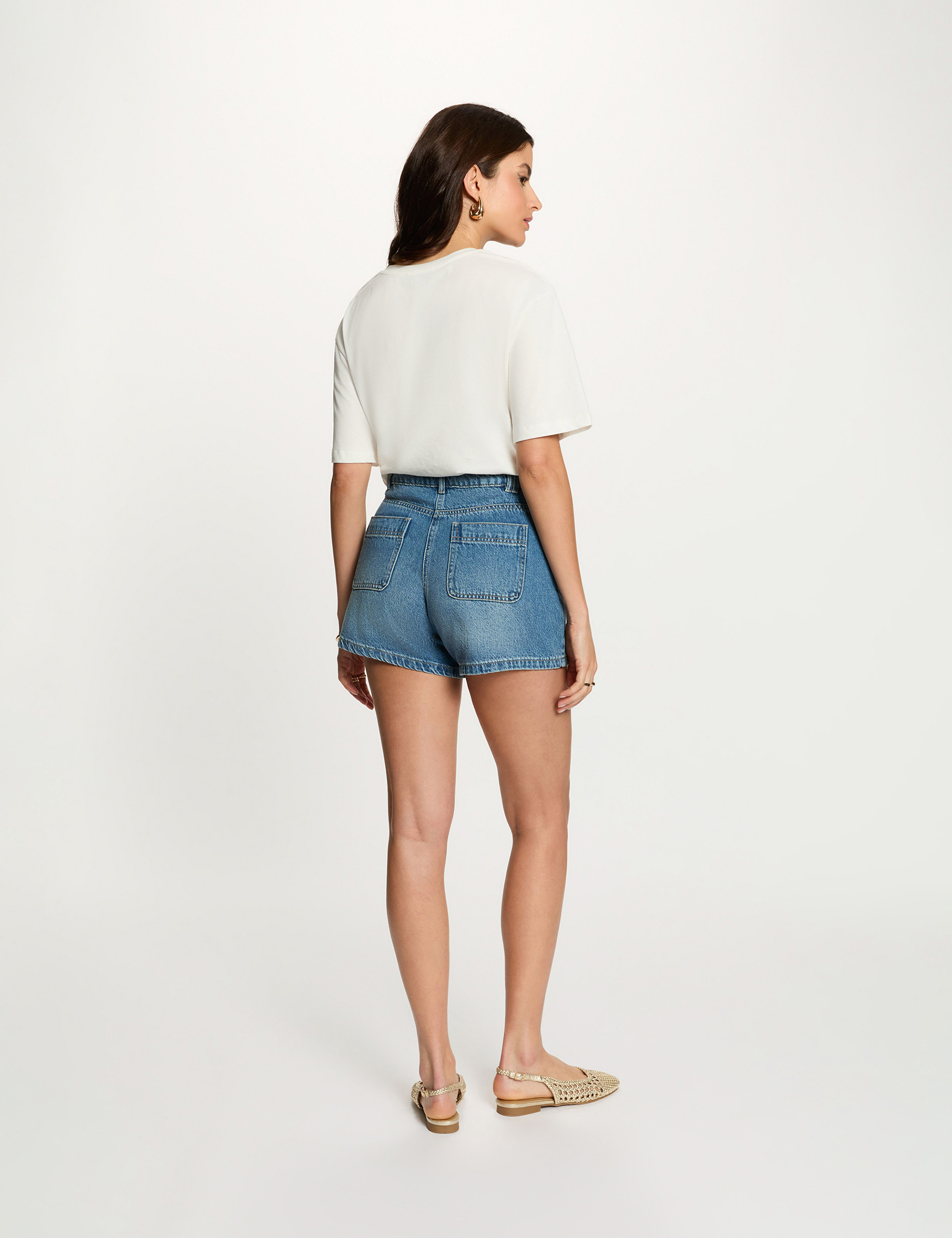 Short vaquero slim denim stone mujer