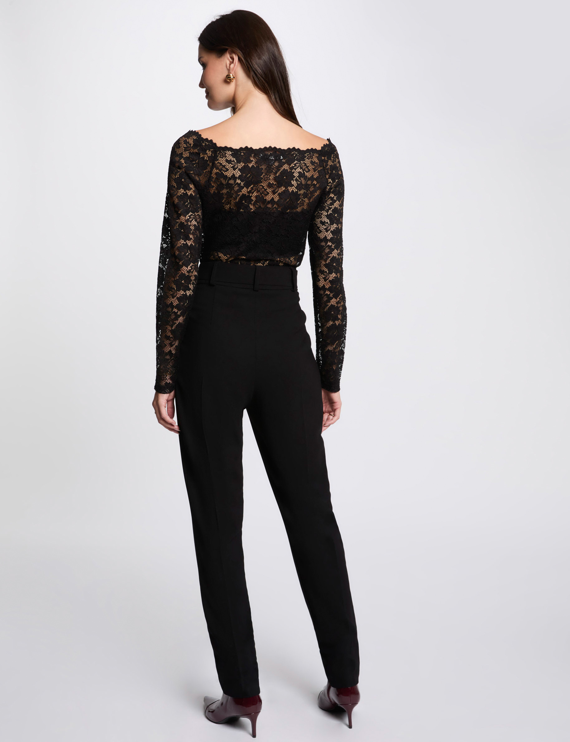pantalon estrecho en pernera negro mujer Pantalón estrecho en pernera negro mujer