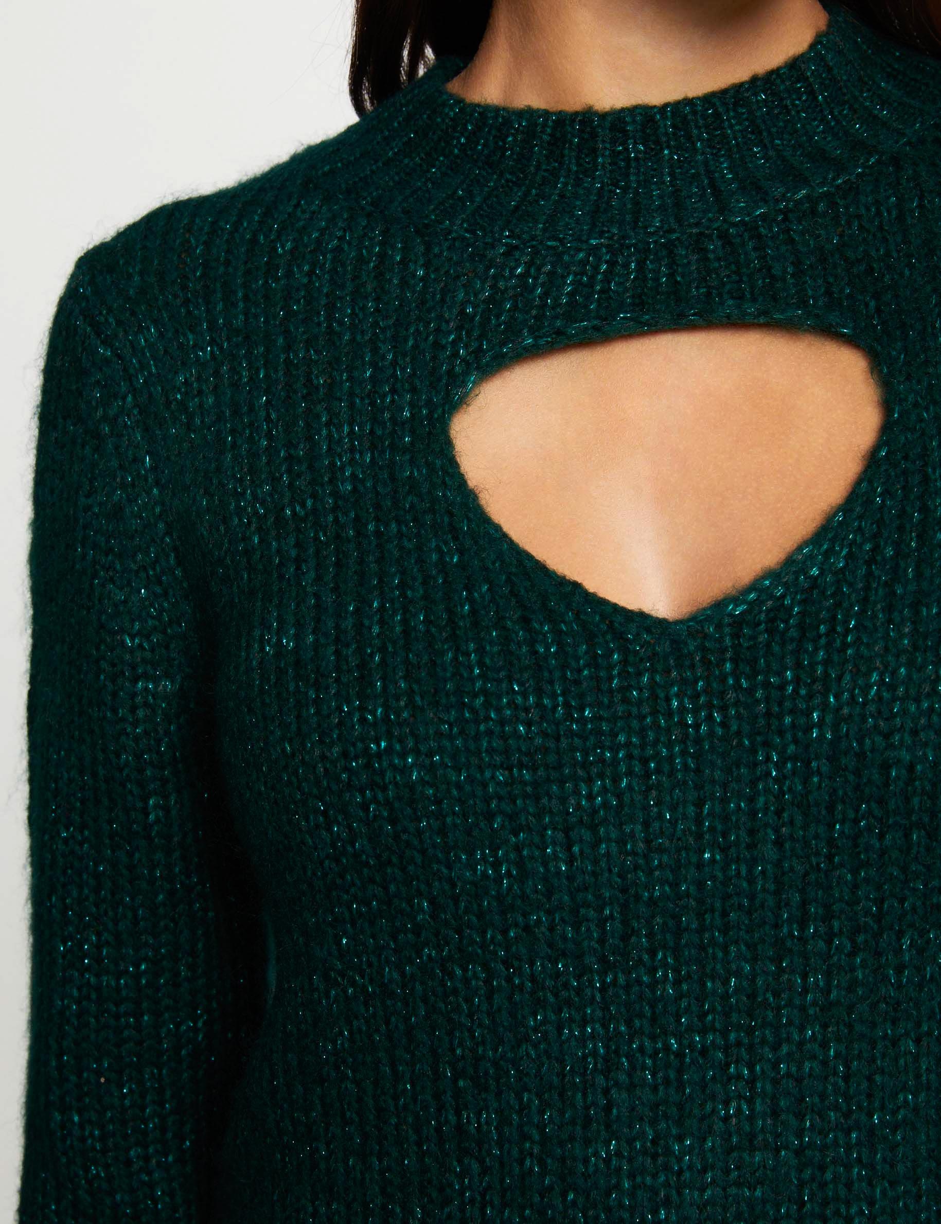 Jersey manga larga con abertura verde oscuro mujer