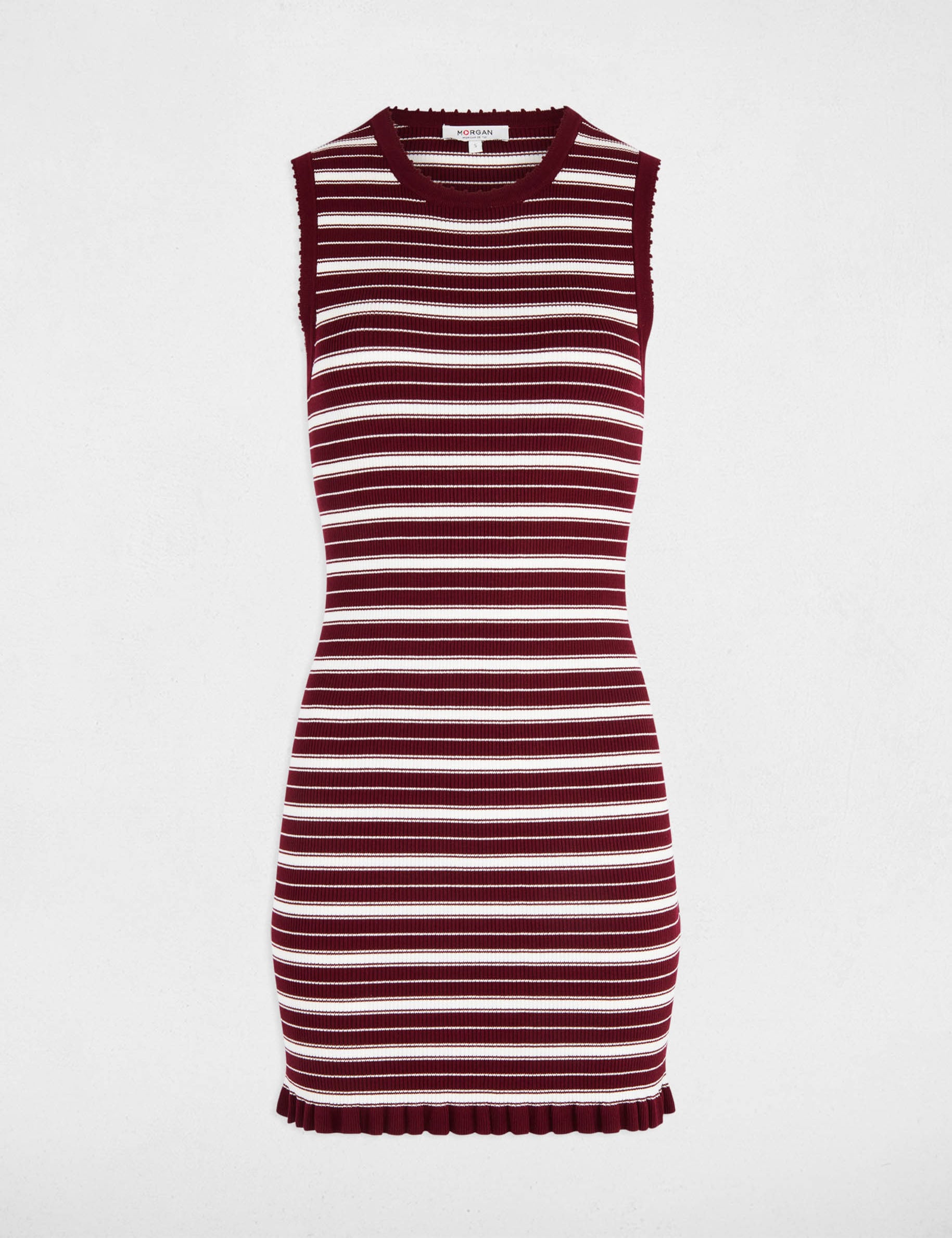 Vestido de punto sin mangas burdeos mujer