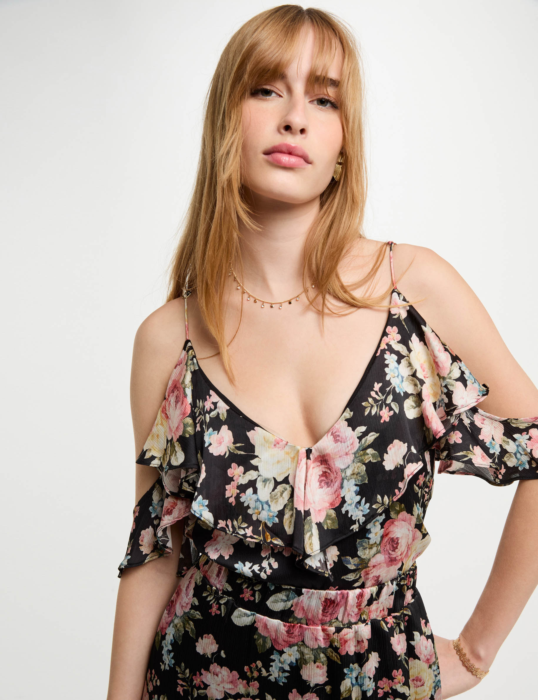 top estampado volantes multicolor mujer Top estampado volantes multicolor mujer
