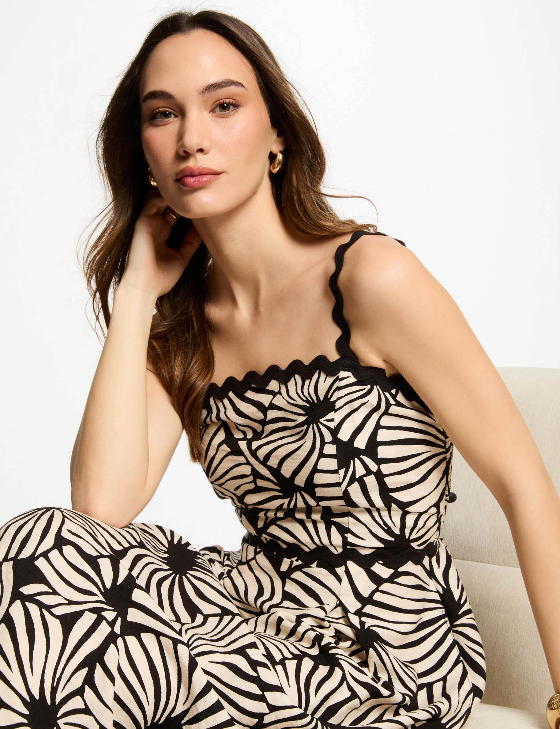 vestido midi recto estampado multicolor mujer Vestido midi recto estampado multicolor mujer