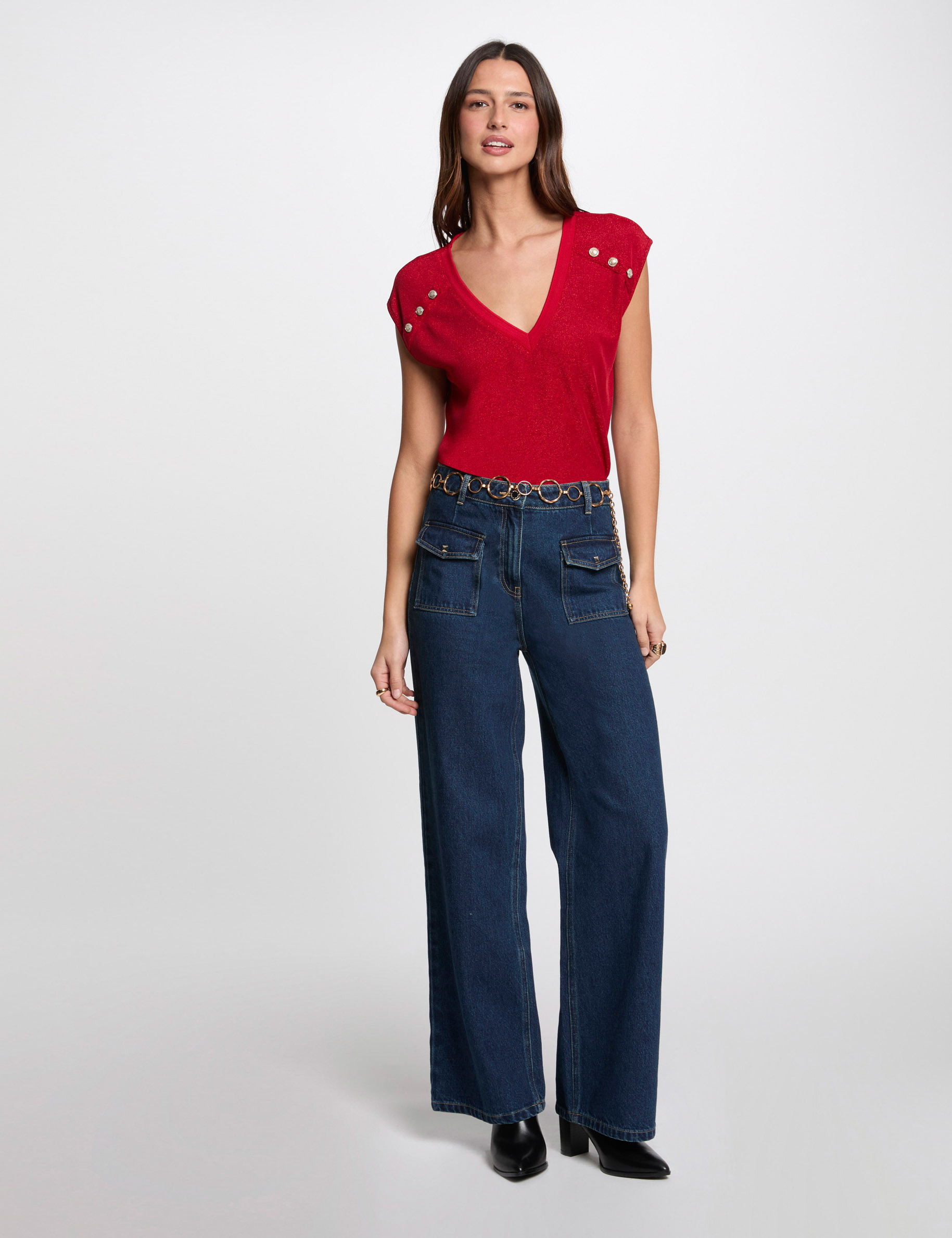 camiseta de manga corta rojo mujer Camiseta de manga corta rojo mujer