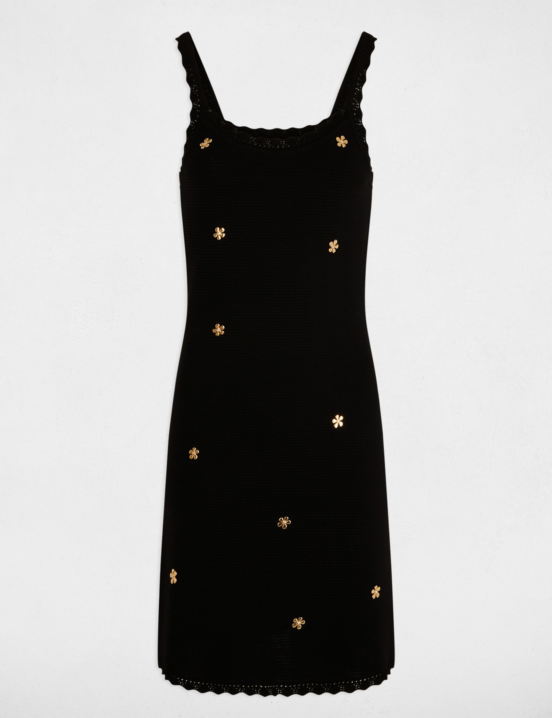 Vestido corto de punto. negro mujer