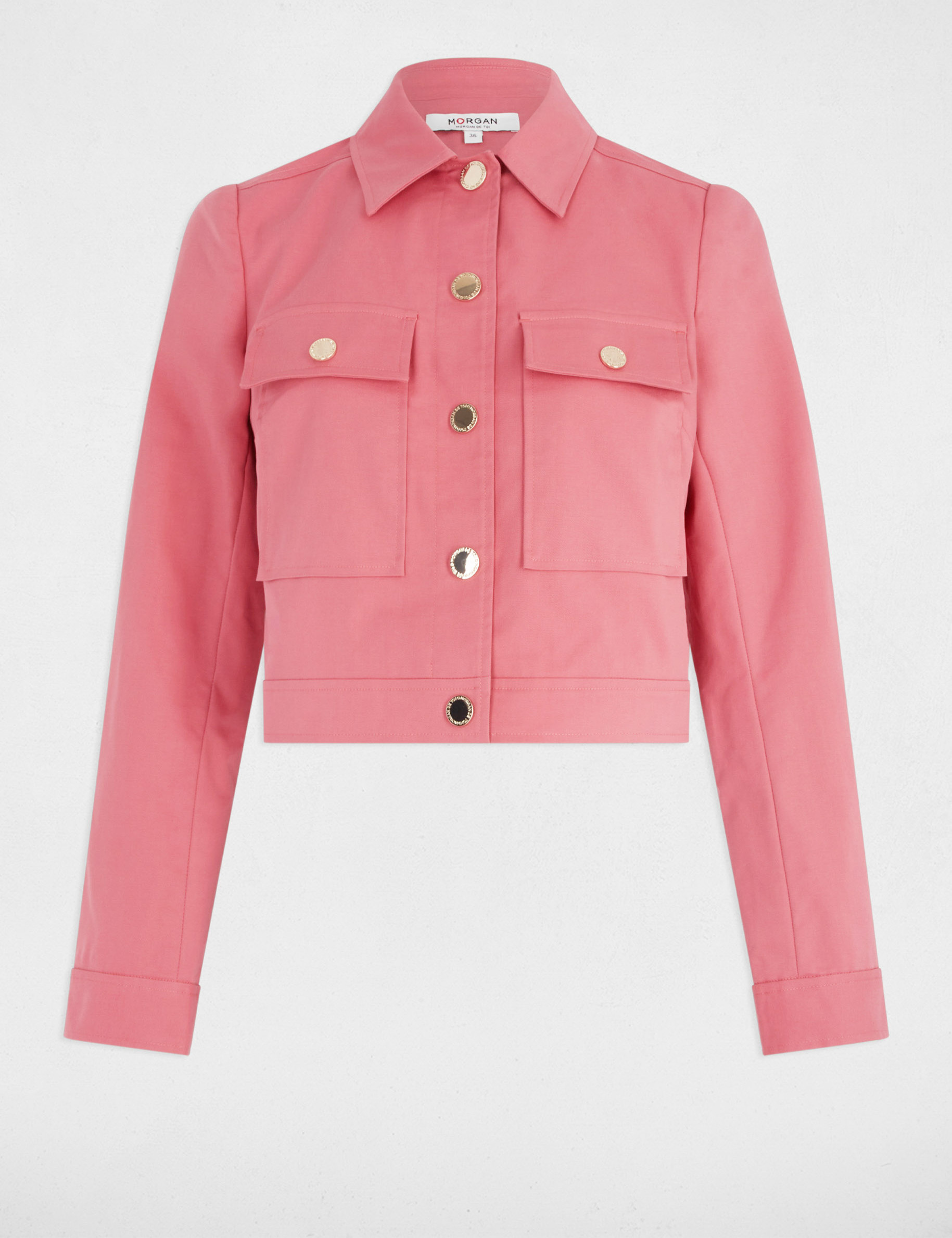 chaqueta corta abotonada rosa envejecido mujer Chaqueta corta abotonada rosa envejecido mujer