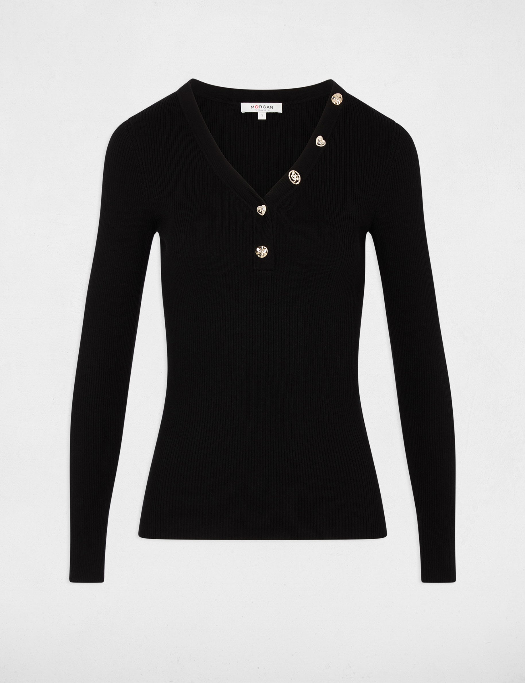 Jersey cuello v fantas&iacute;a negro mujer