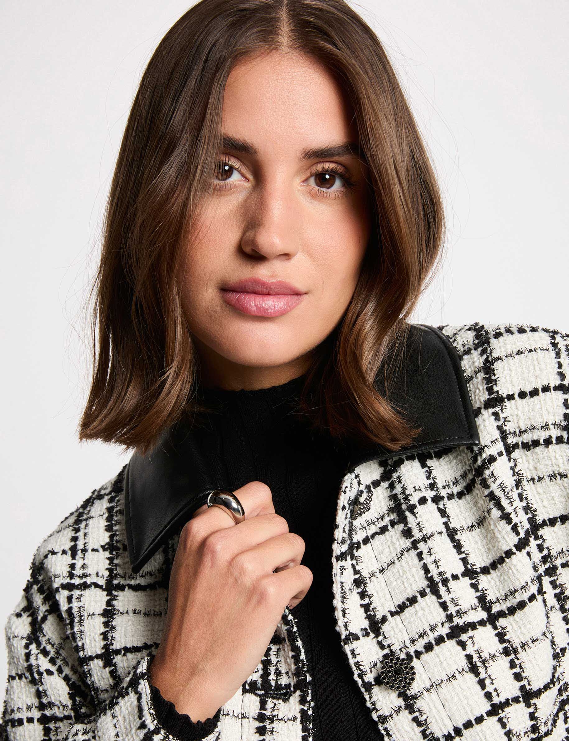 Chaqueta oversize de tweed multicolor mujer