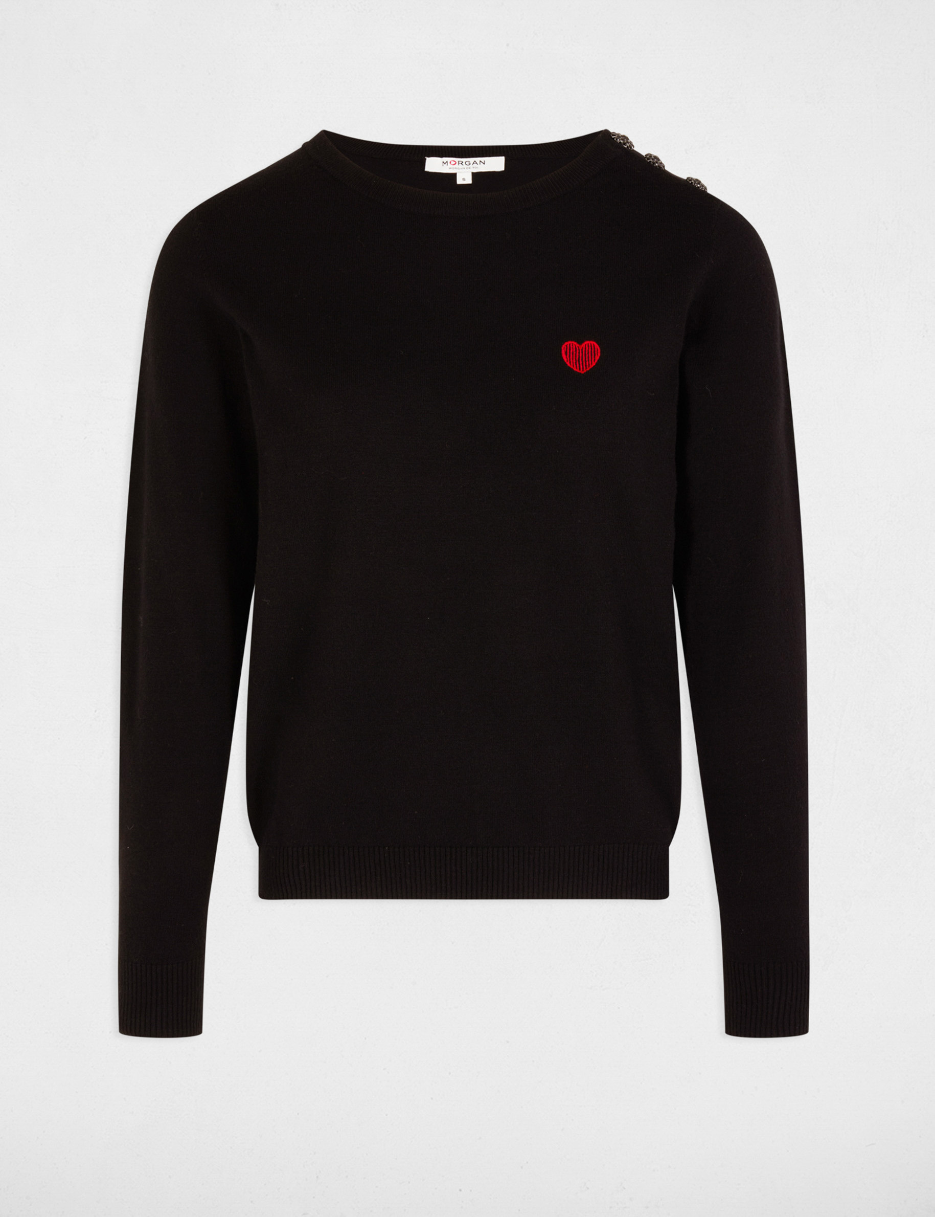 jersey cuello redondo botones negro mujer Jersey cuello redondo botones negro mujer