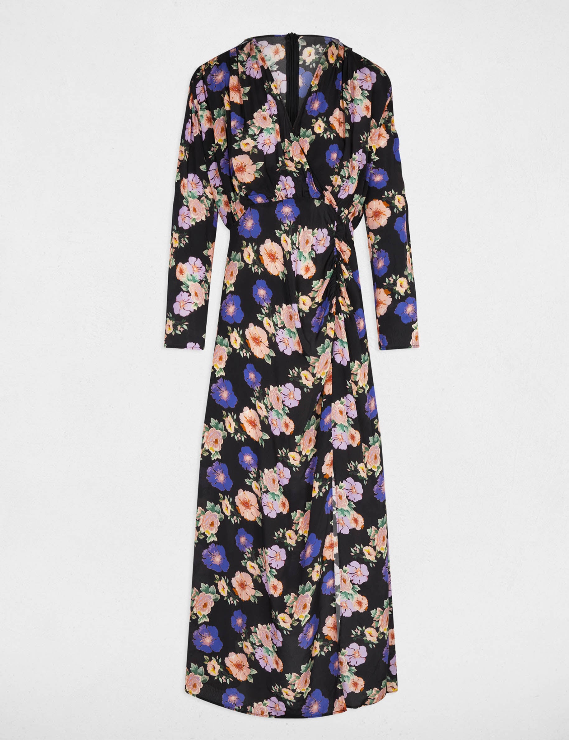 Vestido largo satinado multicolor mujer