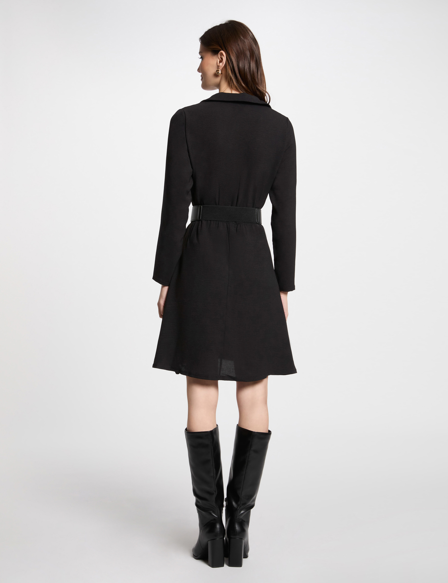 vestido corto recto holgado negro mujer Vestido corto recto holgado negro mujer