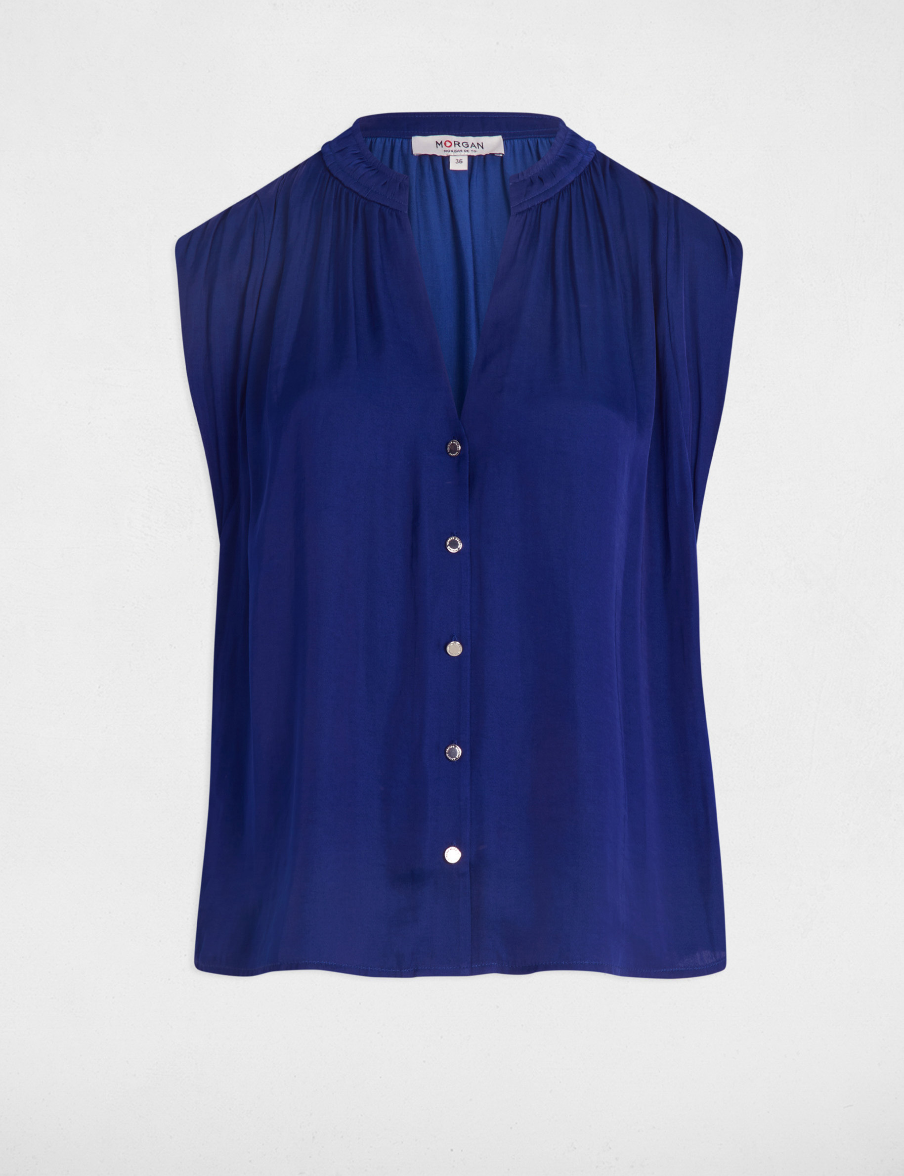 Blusa sin mangas azul eléctrico mujer