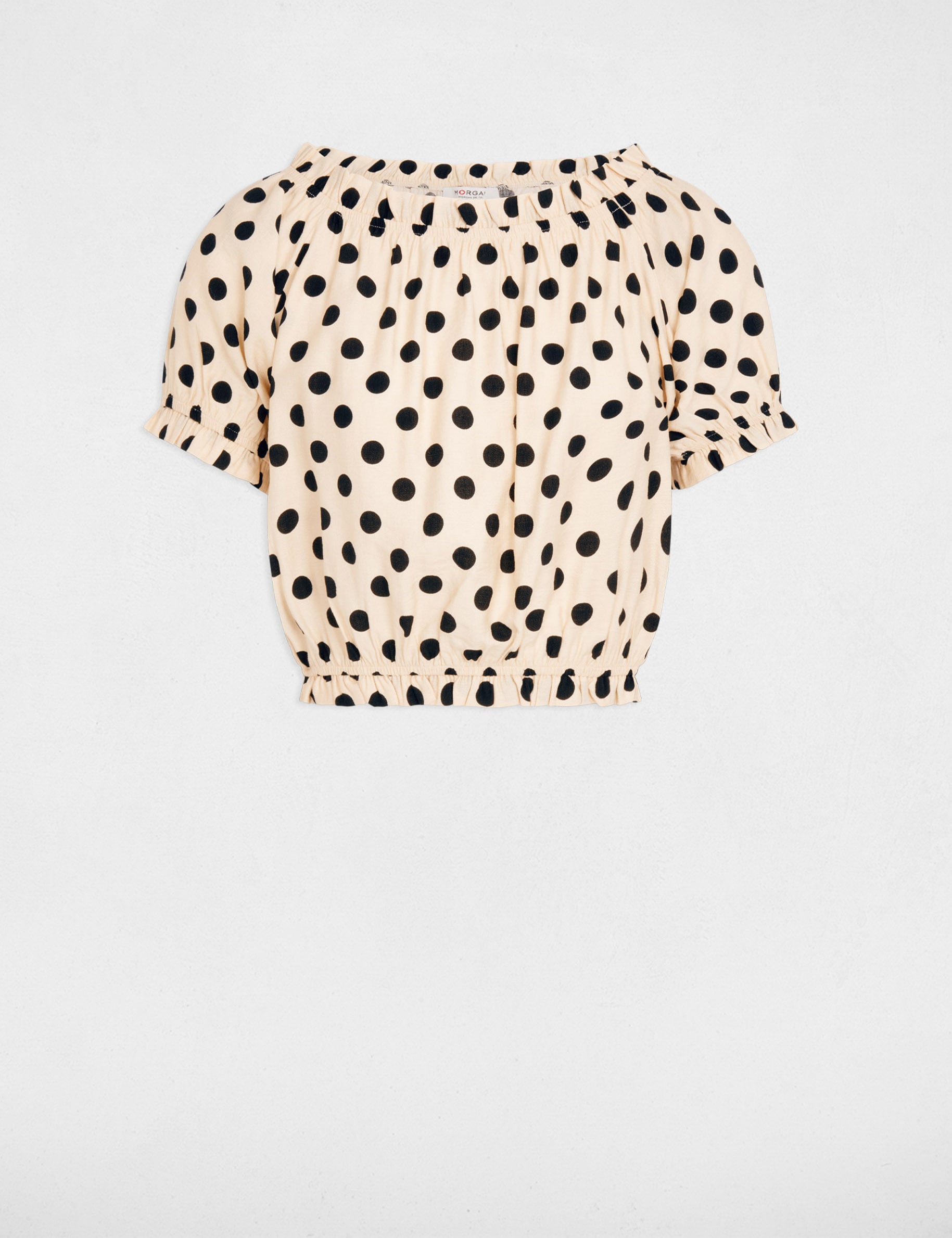 Top fluido con cuello bardot multicolor mujer