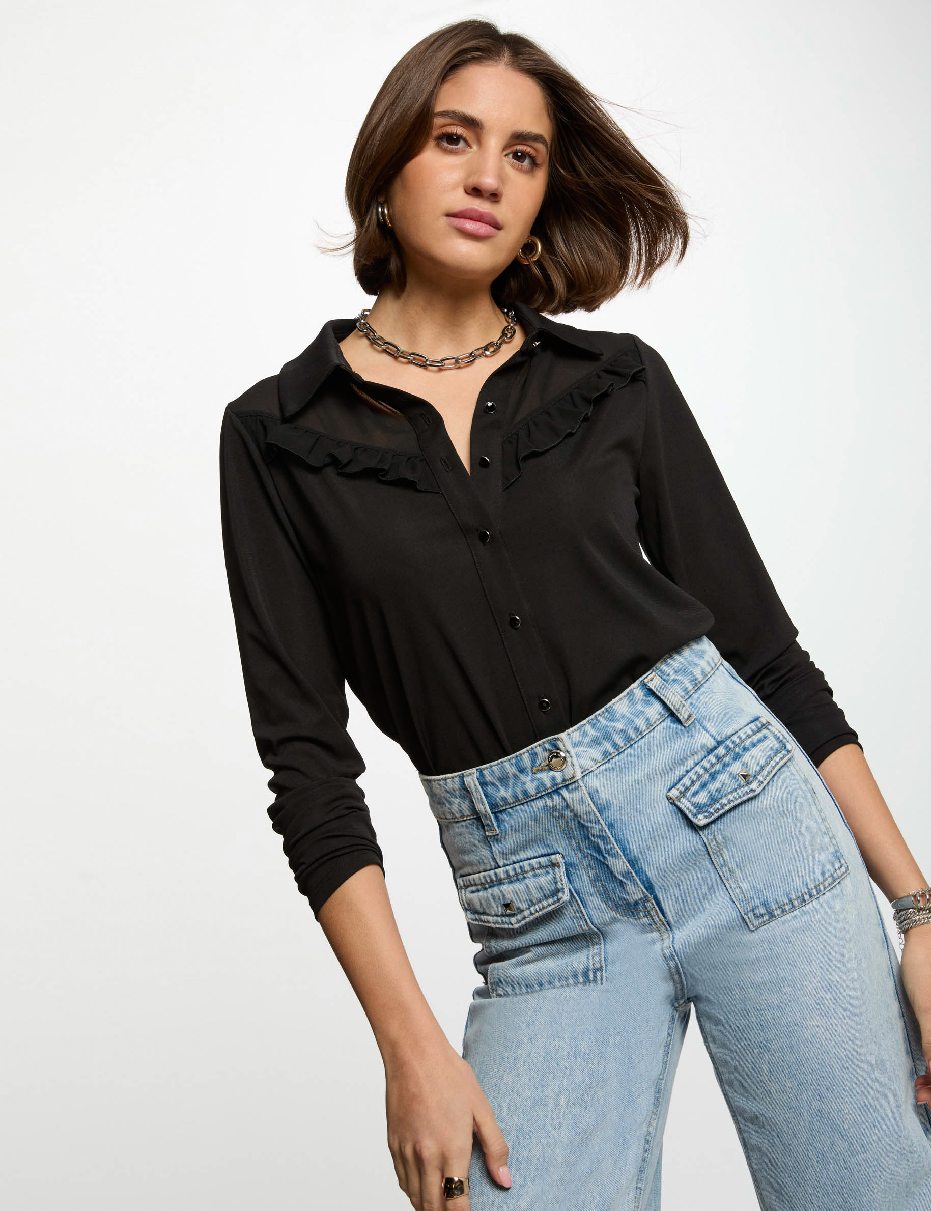 camiseta manga larga negro mujer Camiseta manga larga negro mujer