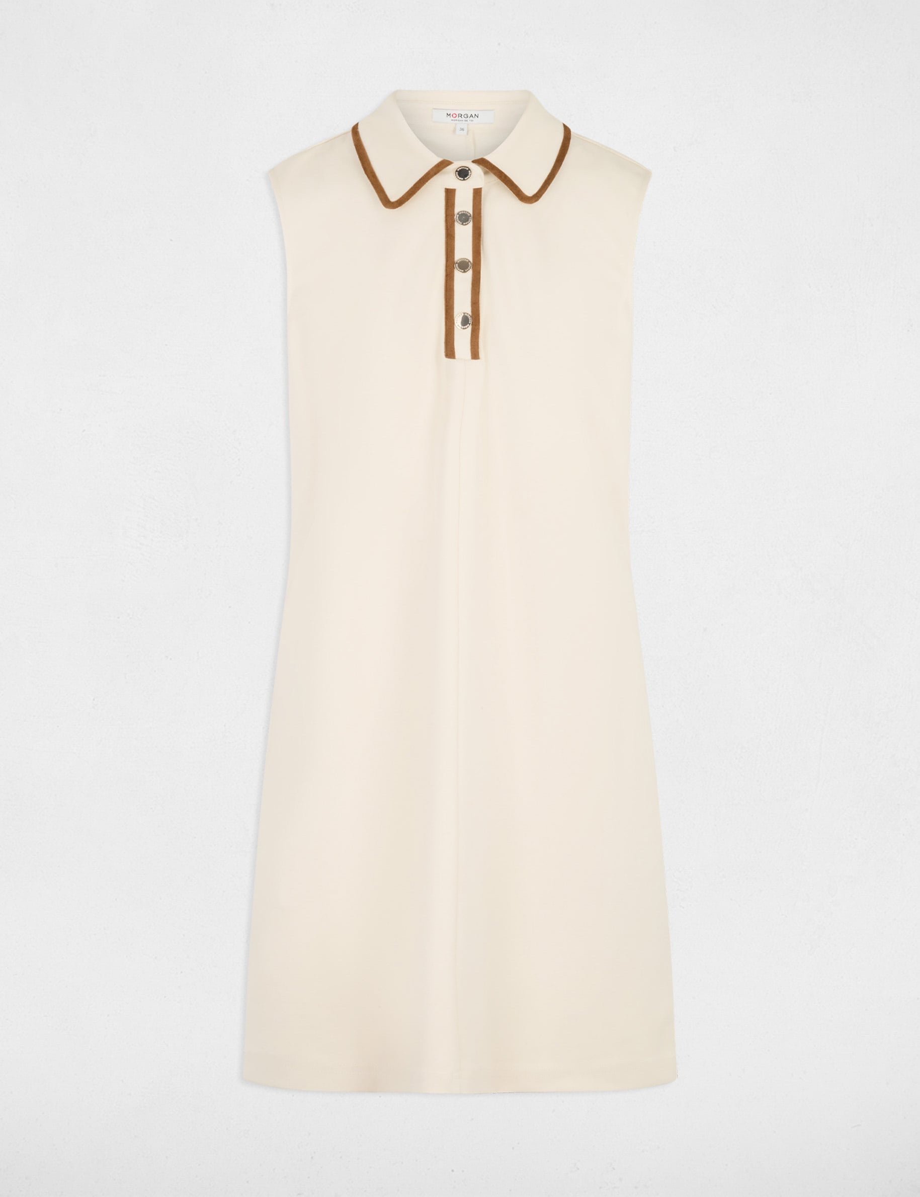 Vestido corto con cuello de solapa marfil mujer