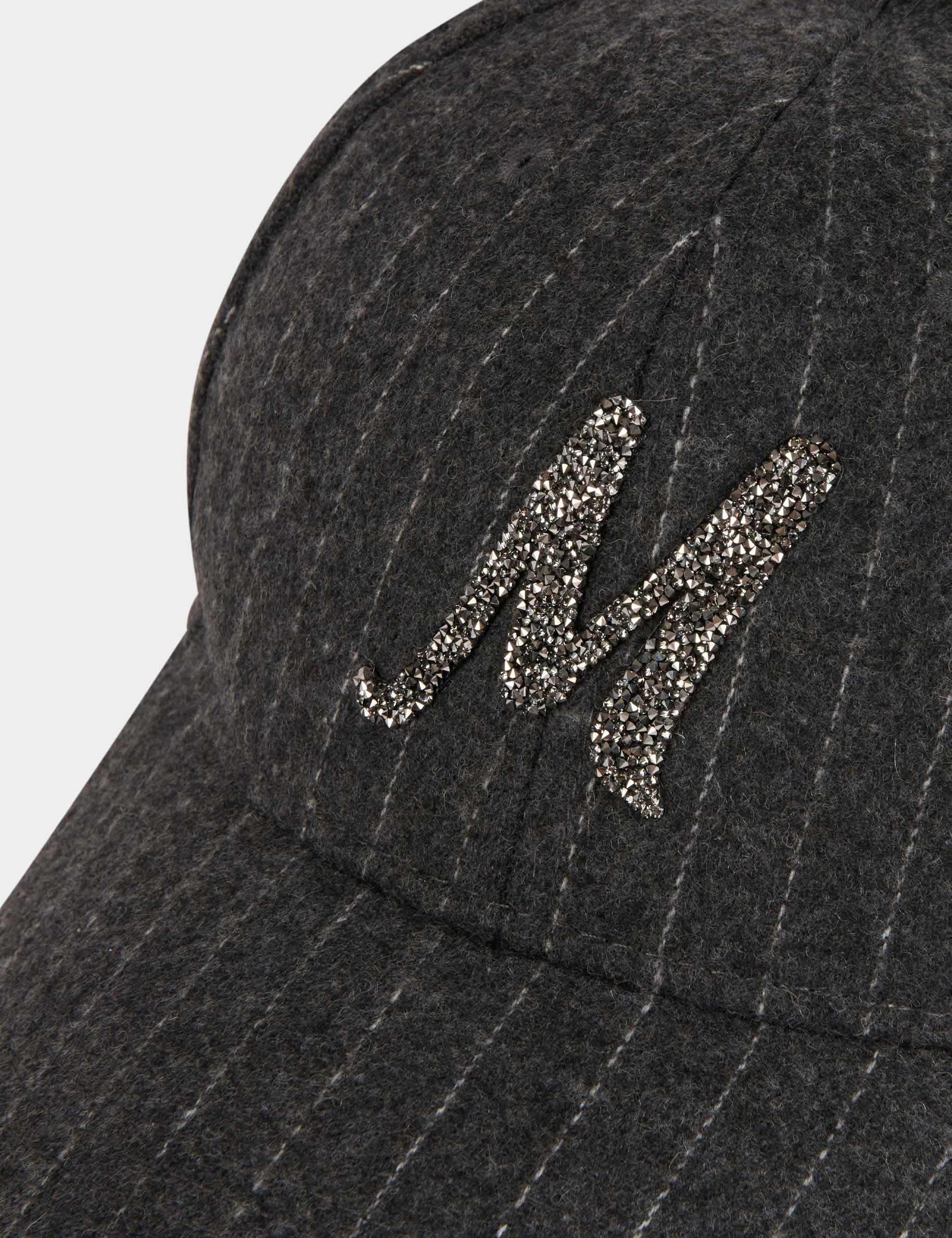 gorra rayas y m con strass gris moyen mujer Gorra rayas y M con strass gris moyen mujer