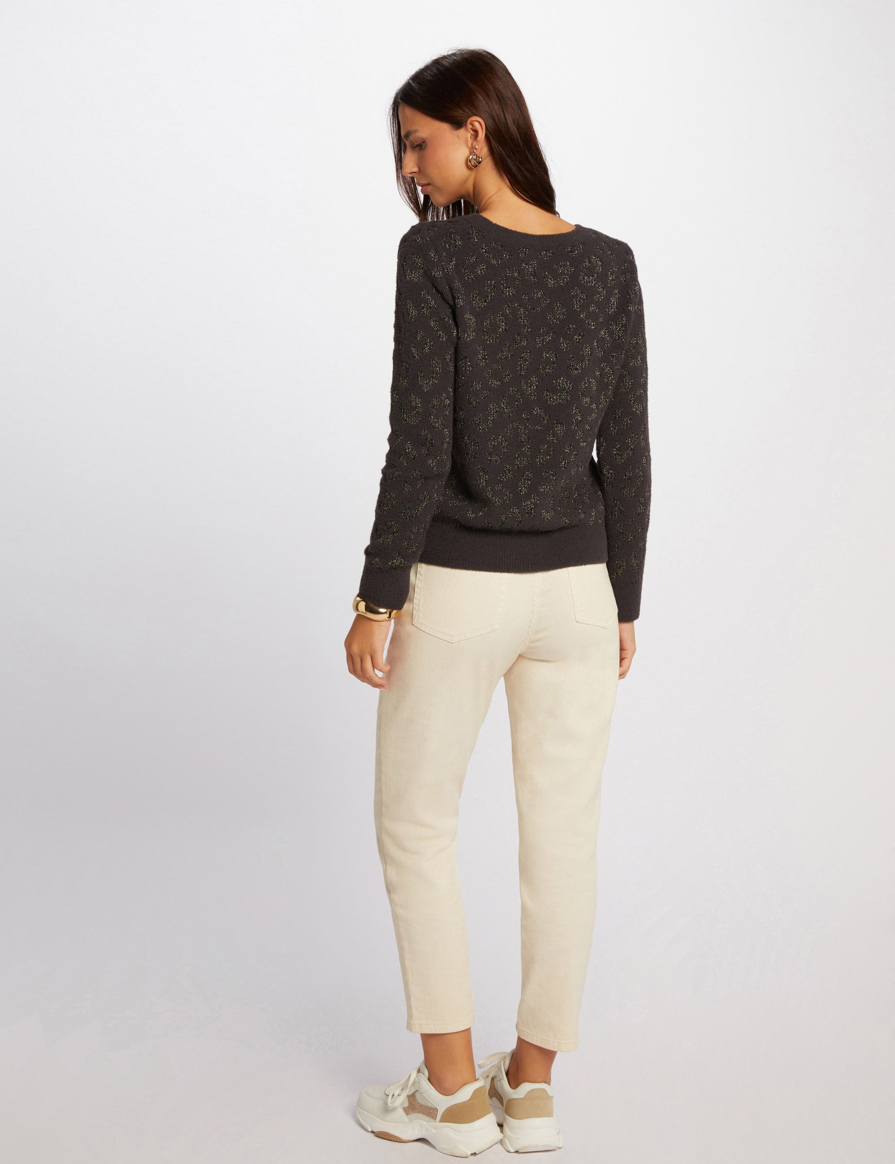 Jersey cuello redondo gris anthracite mujer