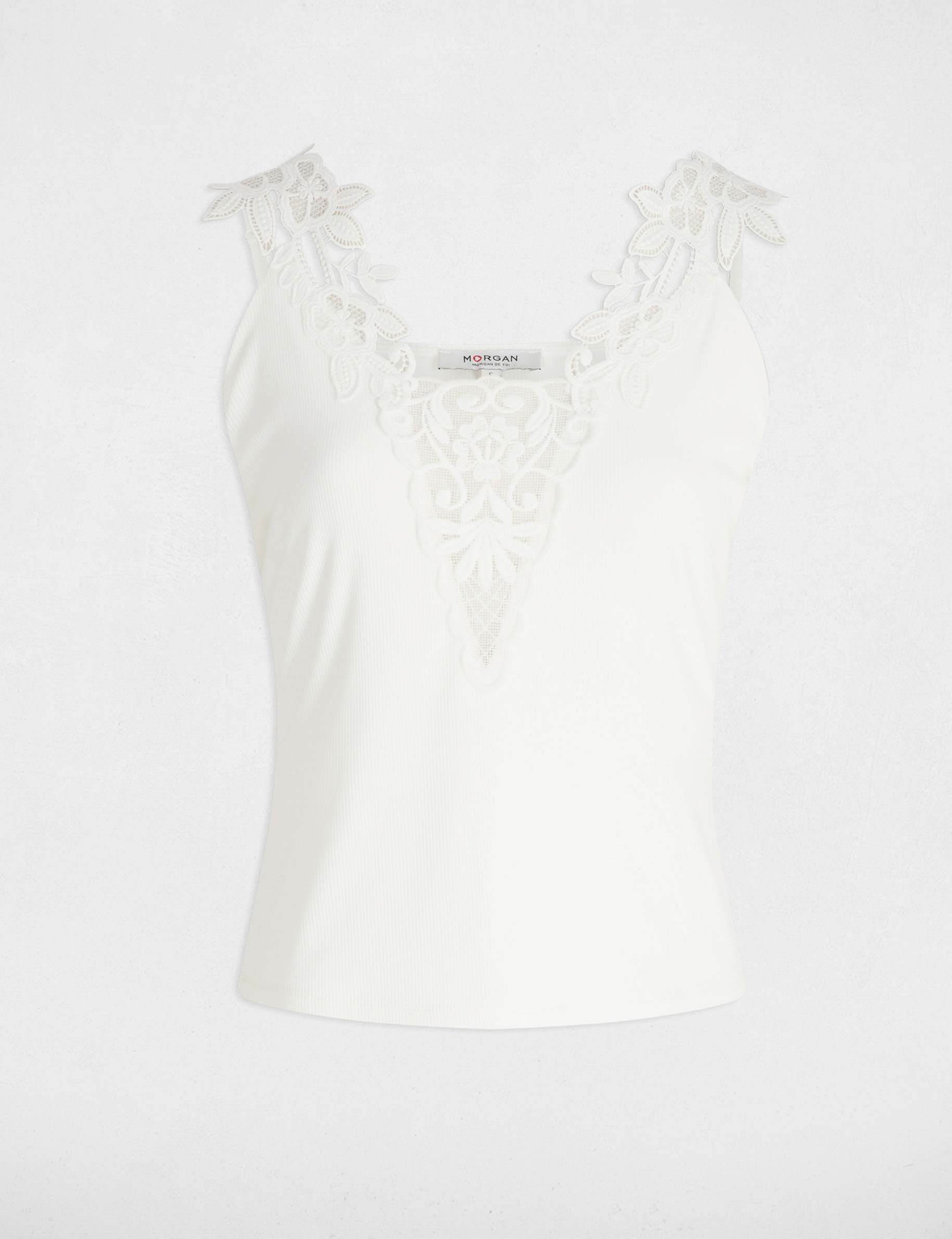 top con tirantes finos blanco mujer Top con tirantes finos blanco mujer