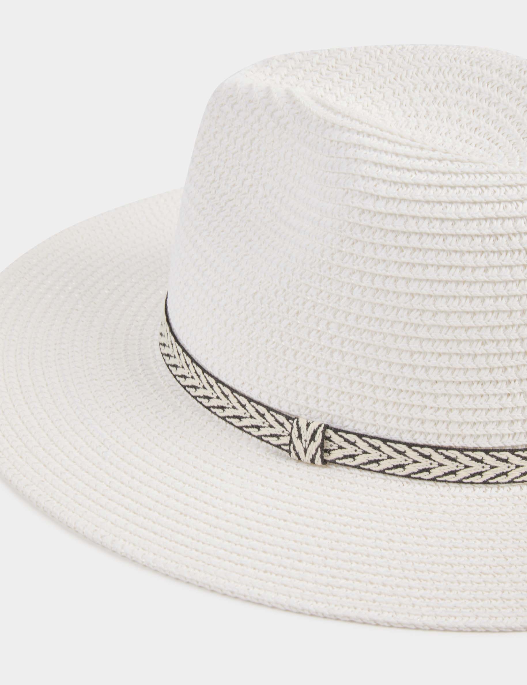 Sombrero de paja gr&aacute;fico blanco mujer