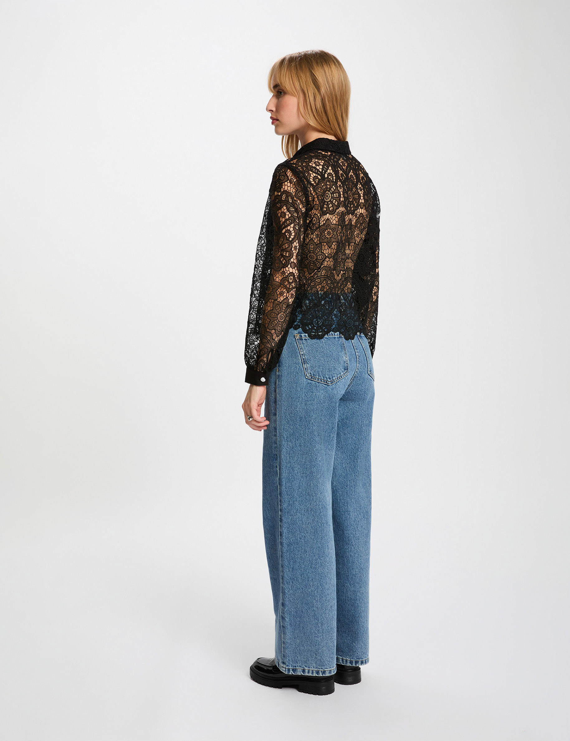 Camisa manga larga negro mujer