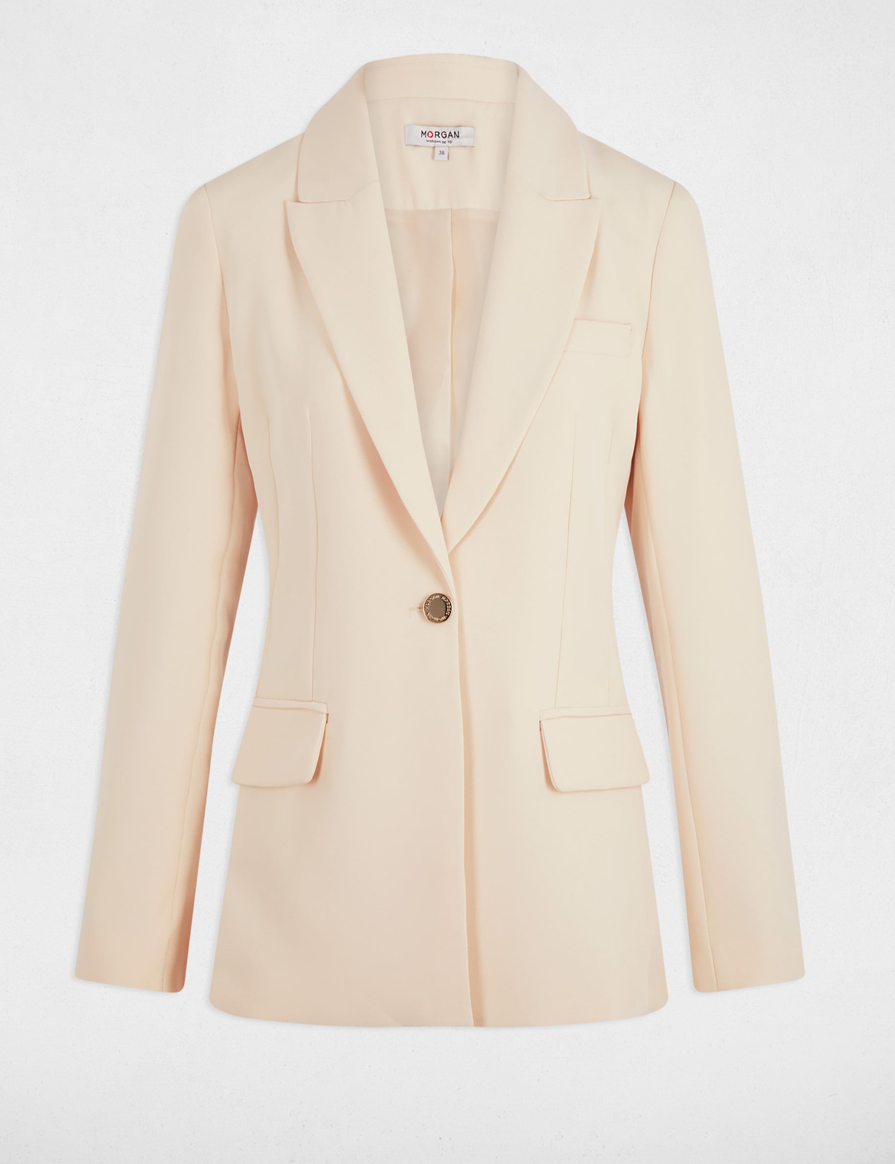 Chaqueta de manga larga creme mujer