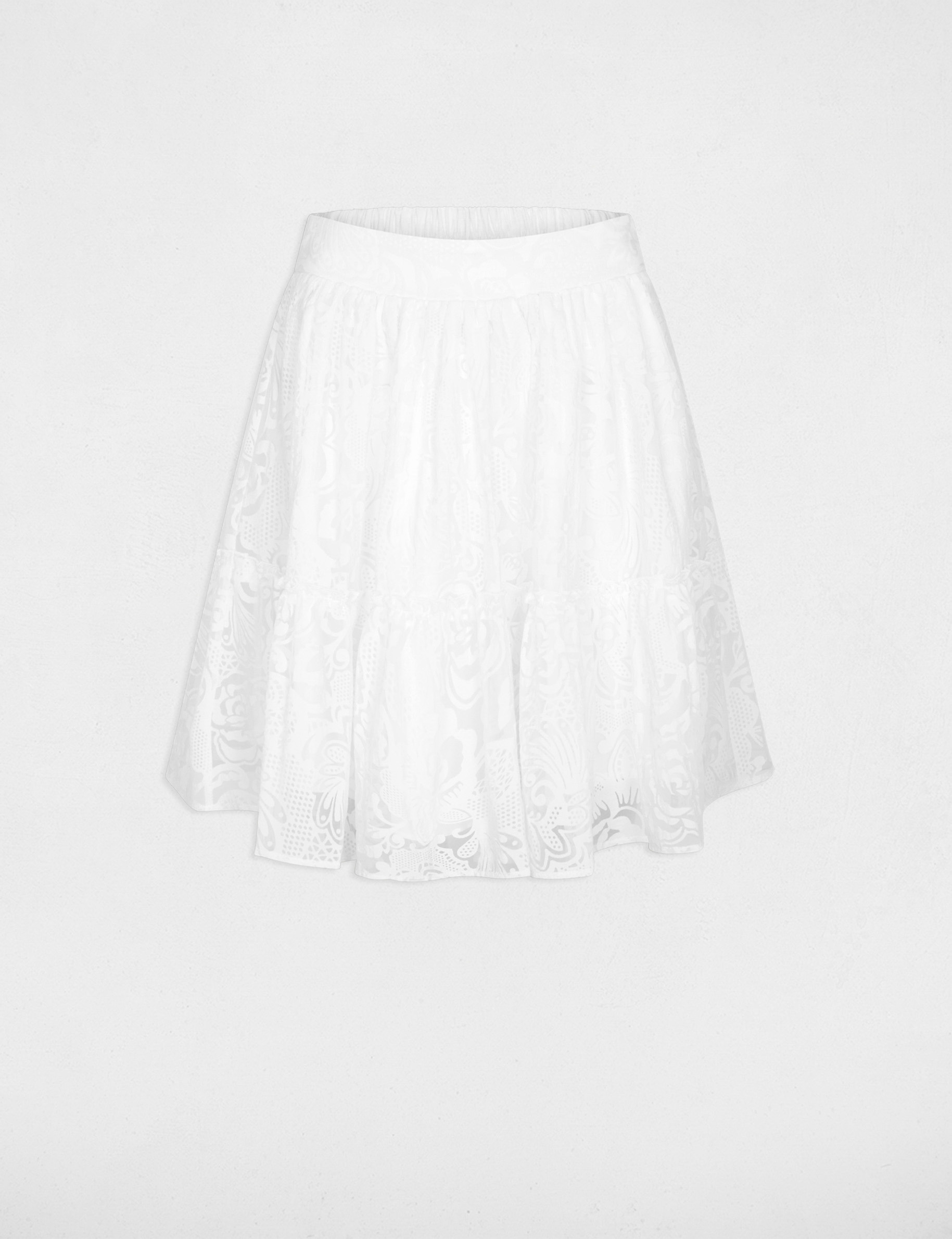 Falda corta acampanada blanco mujer