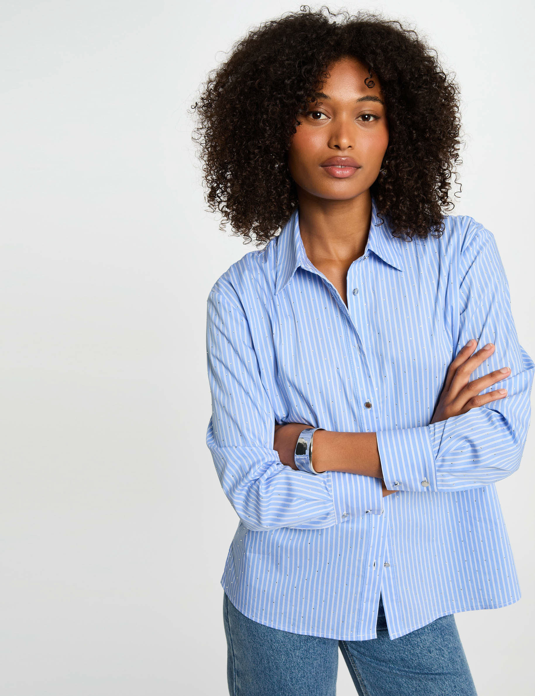 camisa manga larga rayas azul cielo mujer Camisa manga larga rayas azul cielo mujer