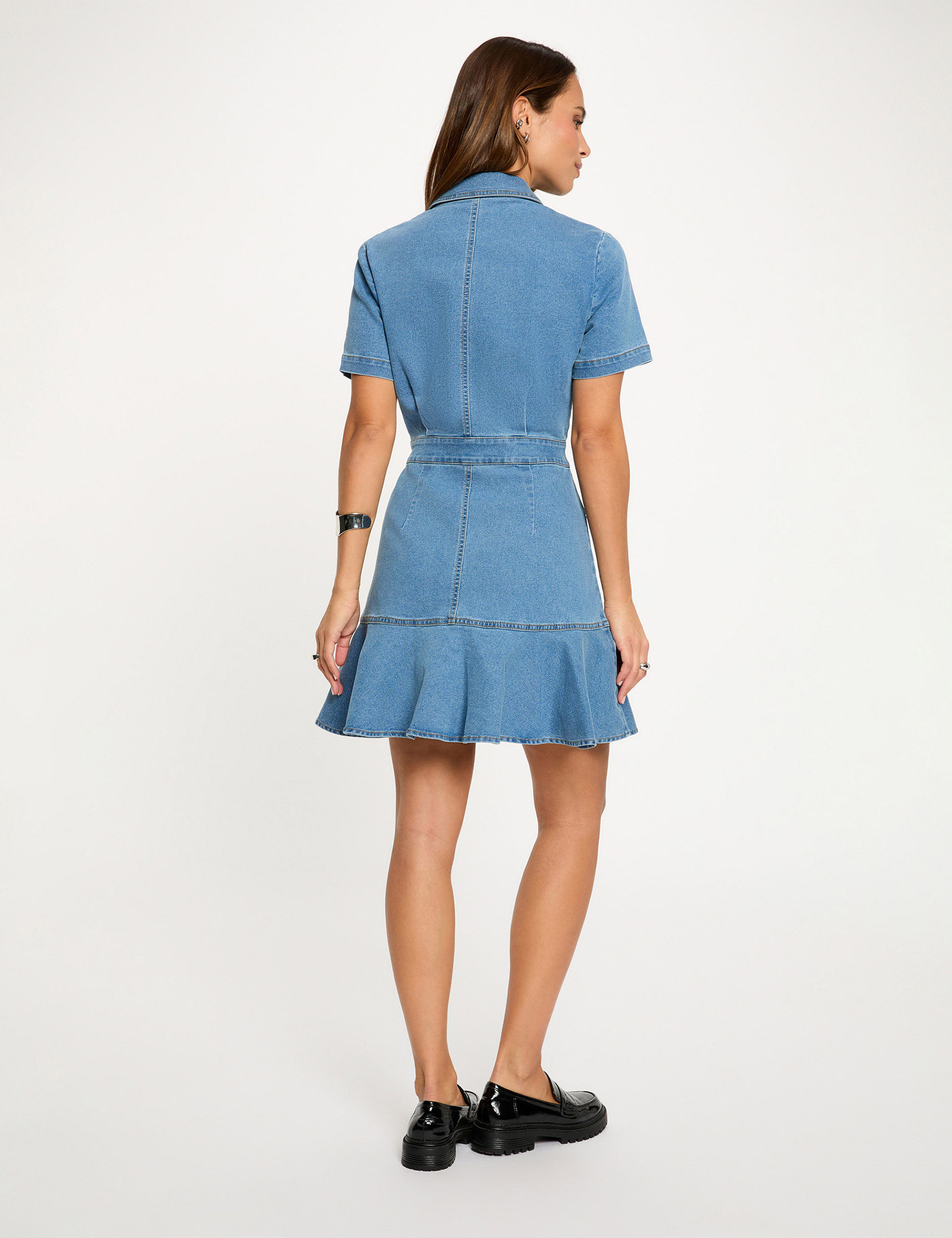 Vestido corto ajustado denim stone mujer