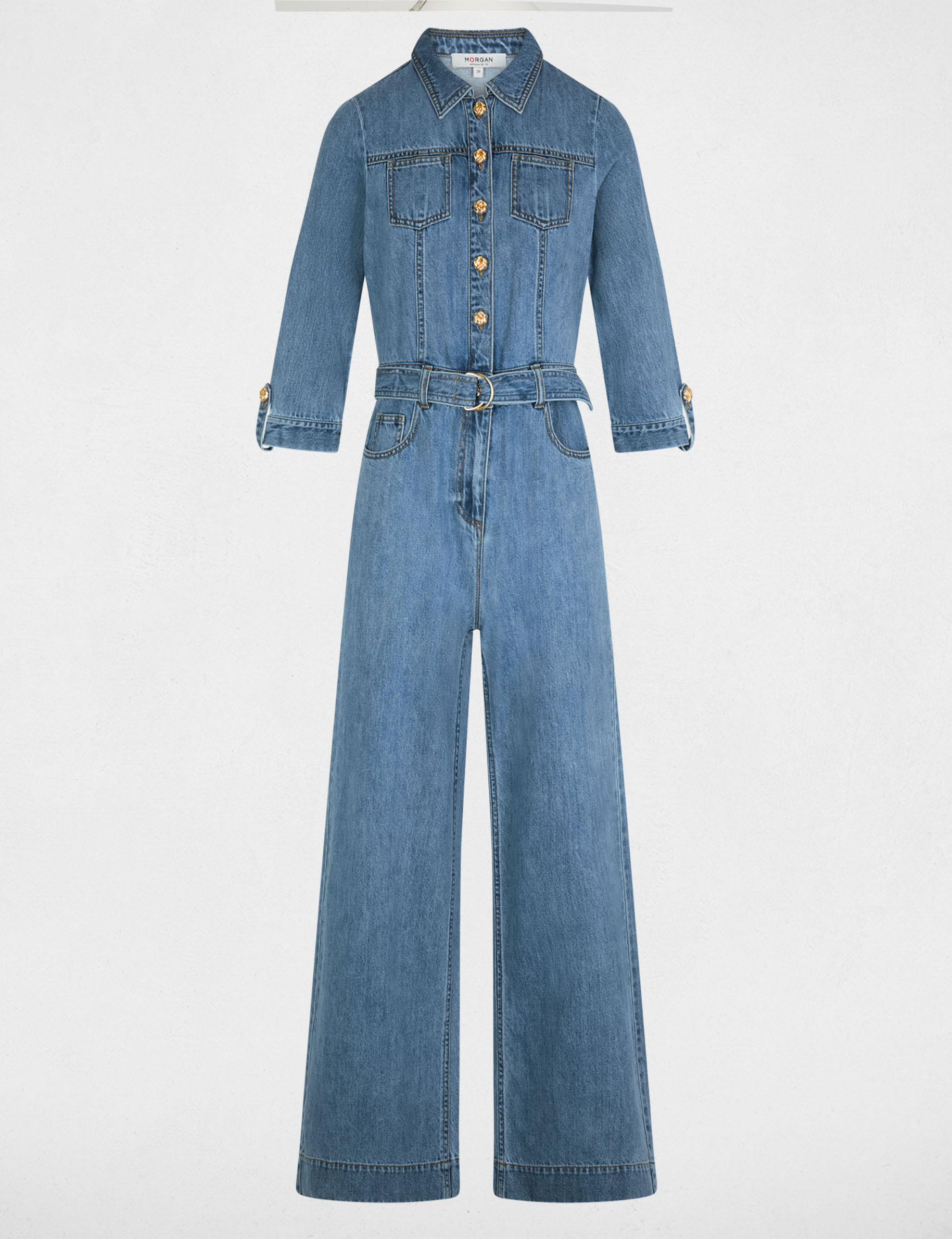 Mono vaquero piernas anchas denim stone mujer