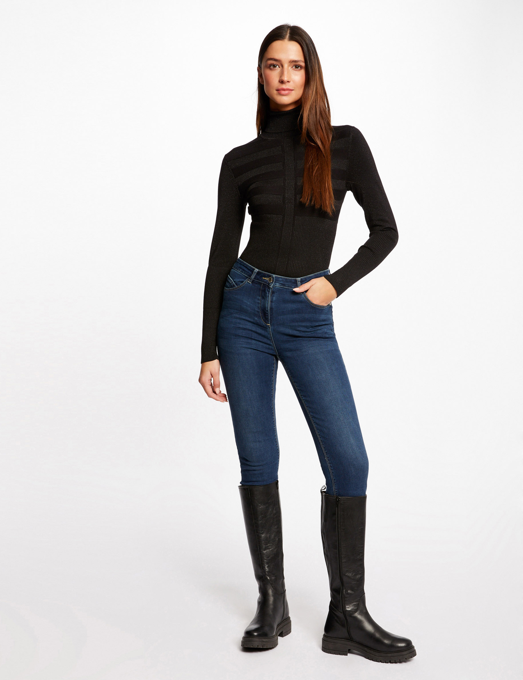 jersey manga larga con cuello de tortuga negro mujer Jersey manga larga con cuello de tortuga negro mujer