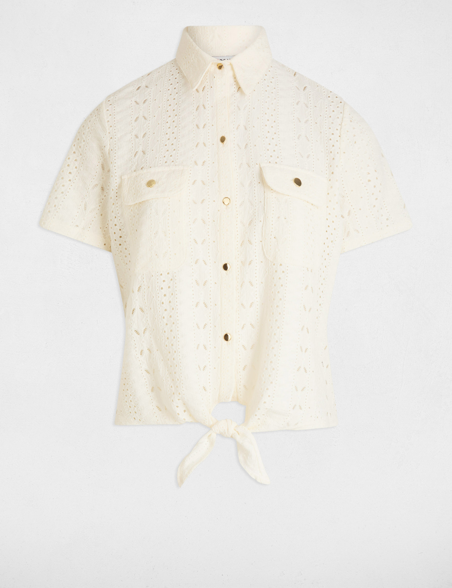 camisa manga corta marfil mujer Camisa manga corta marfil mujer