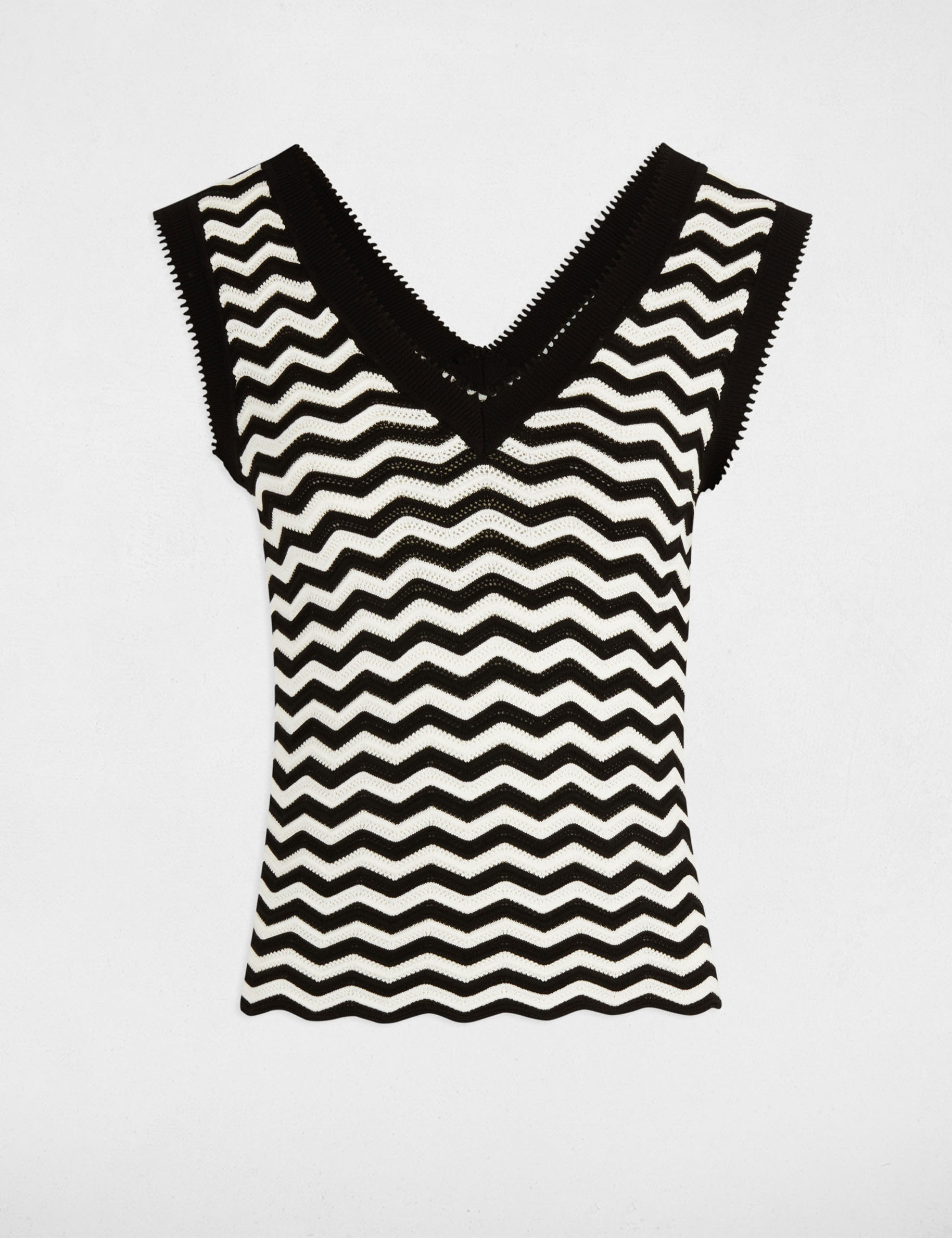 Top punto sin mangas rayas negro mujer
