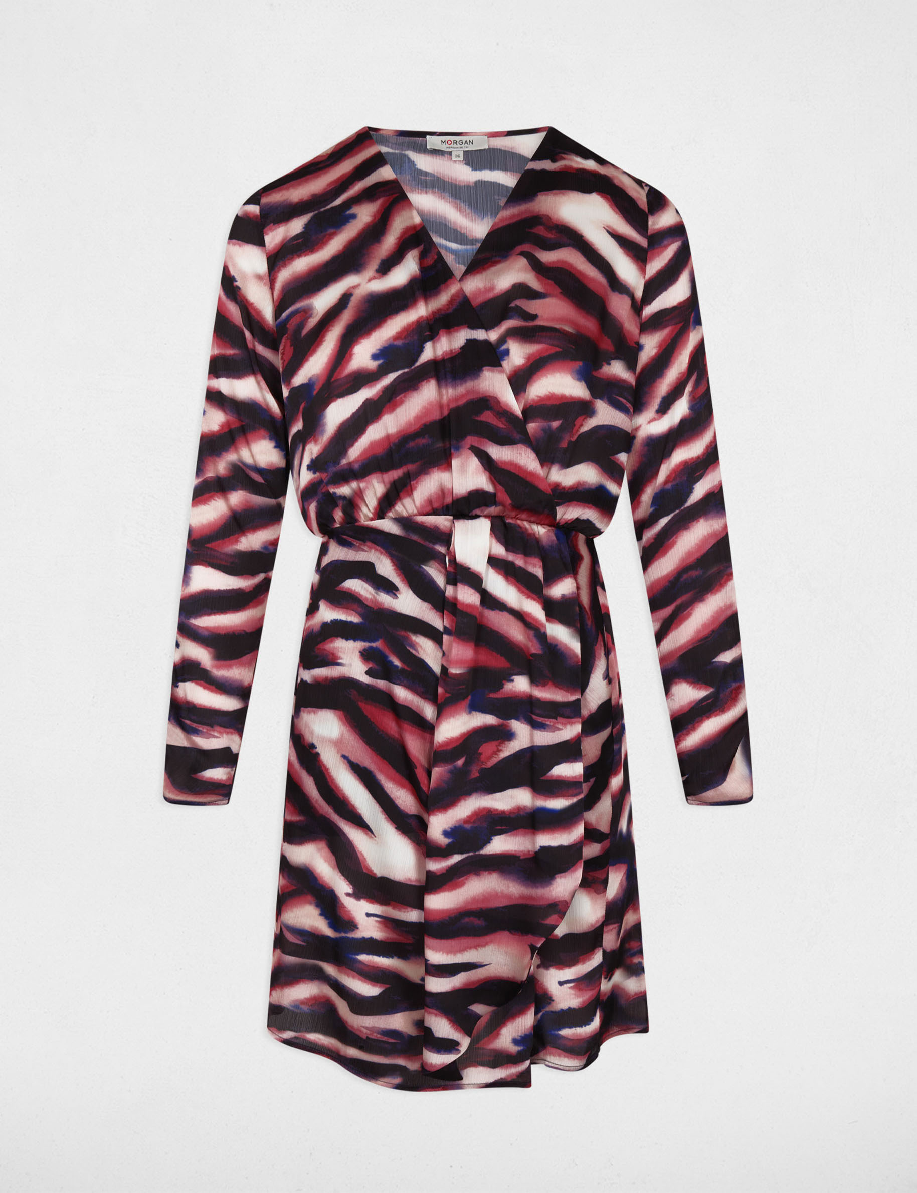 Vestido corto cruzado multicolor mujer