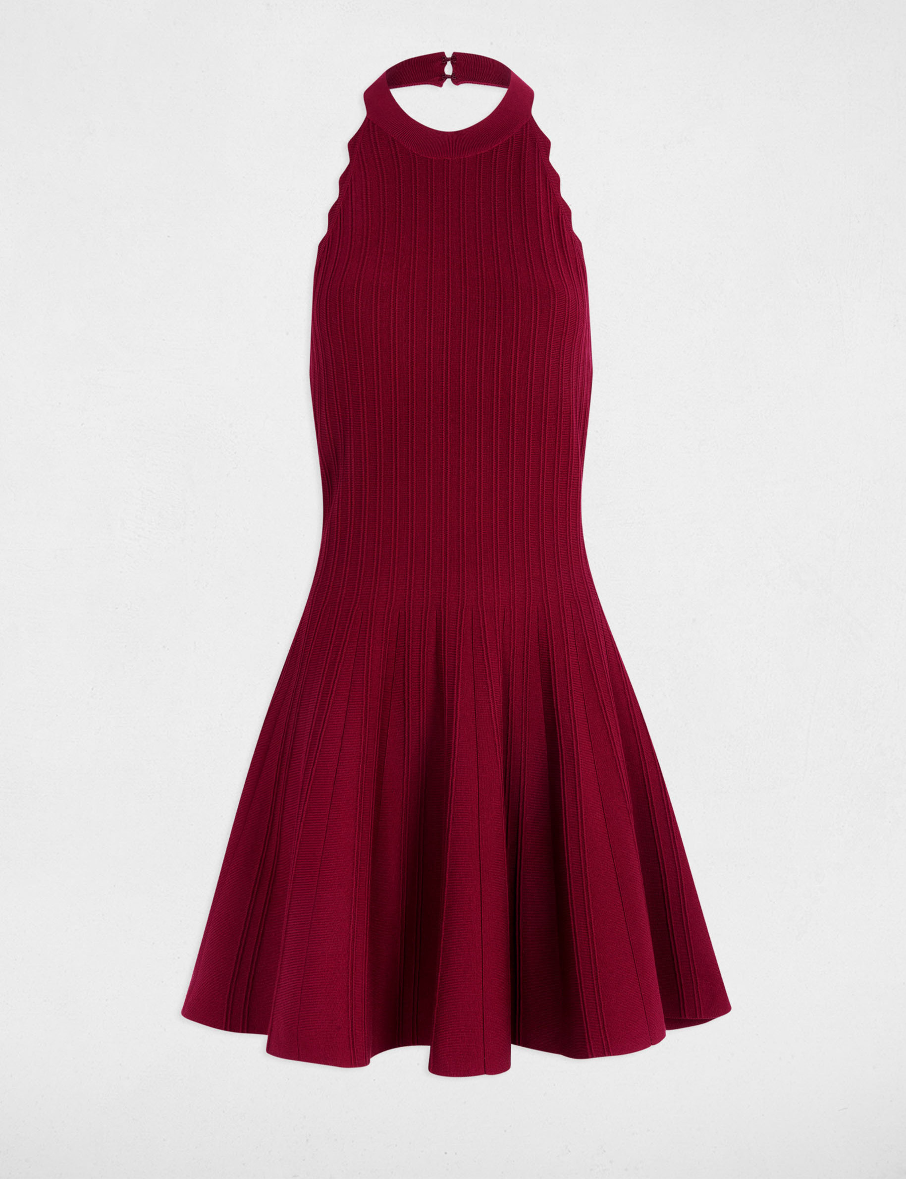 Vestido de punto evas&eacute; sin mangas burdeos mujer