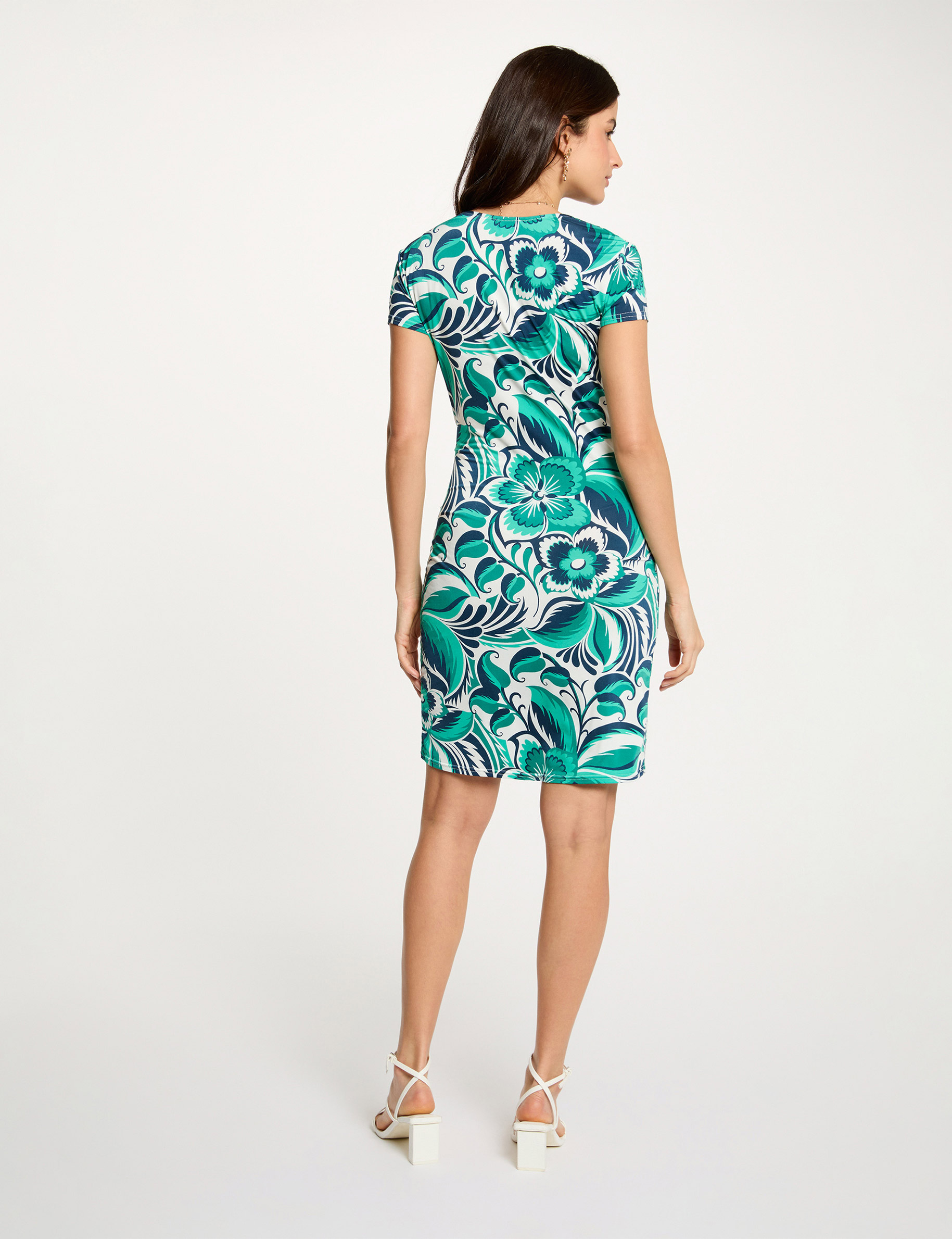 Vestido corto cruzado multicolor mujer
