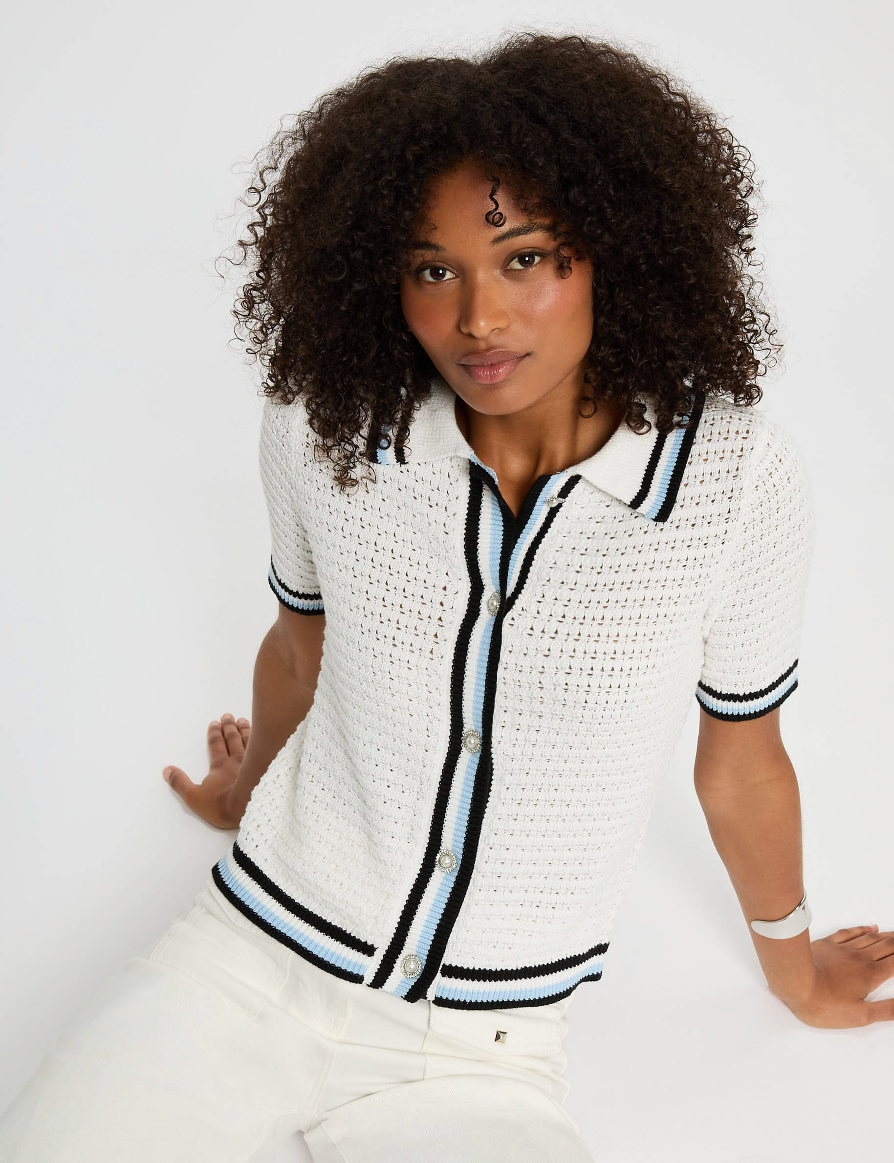 cardigan manga corta blanco mujer Cárdigan manga corta blanco mujer