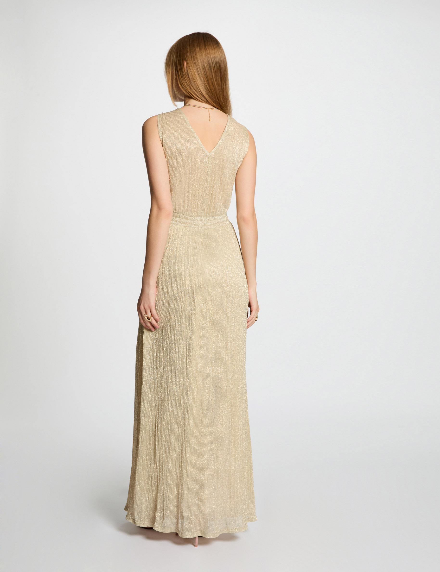vestido largo recto amarillo oro mujer Vestido largo recto amarillo oro mujer