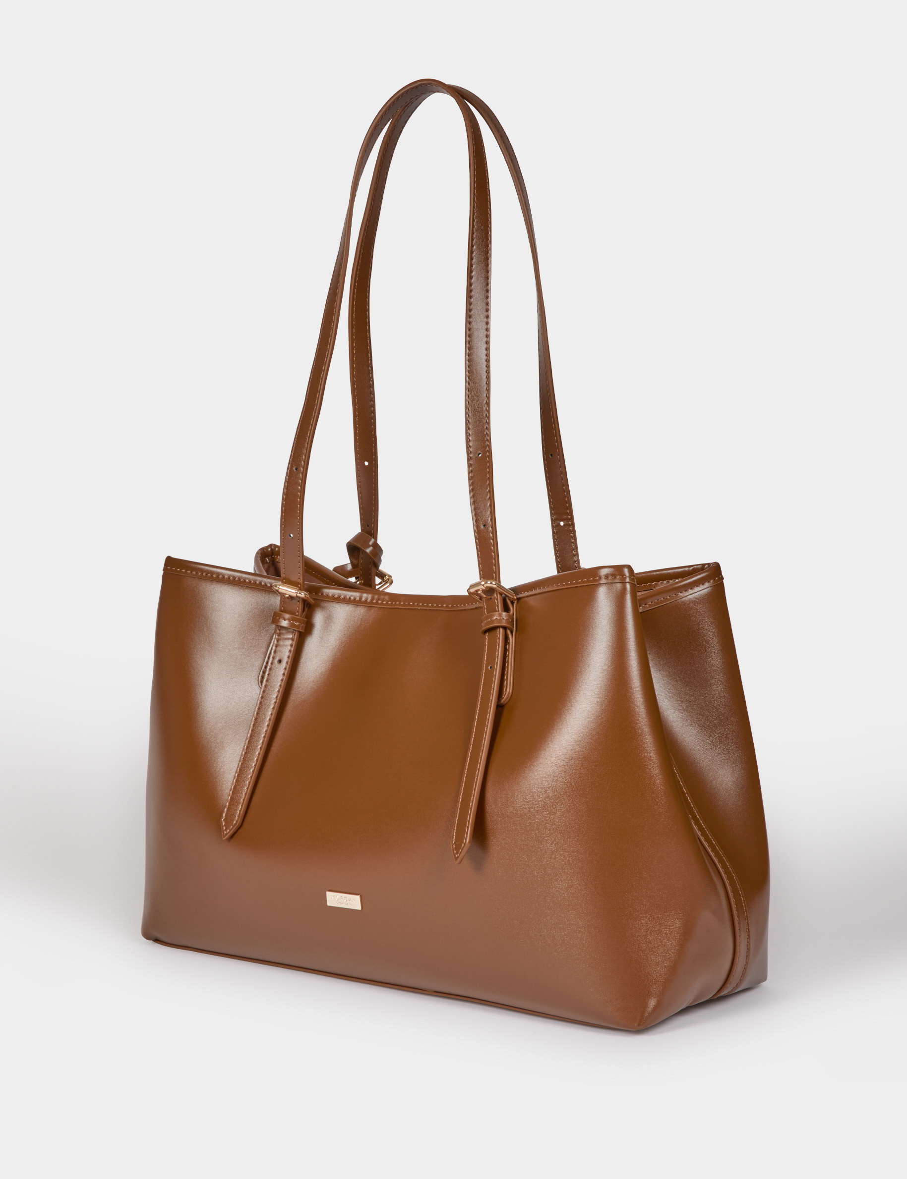 Bolso tote de piel sint&eacute;tica marr&oacute;n mujer
