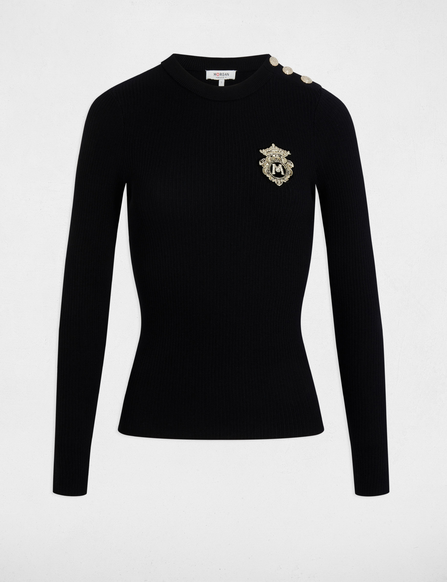 Jersey cuello redondo negro mujer