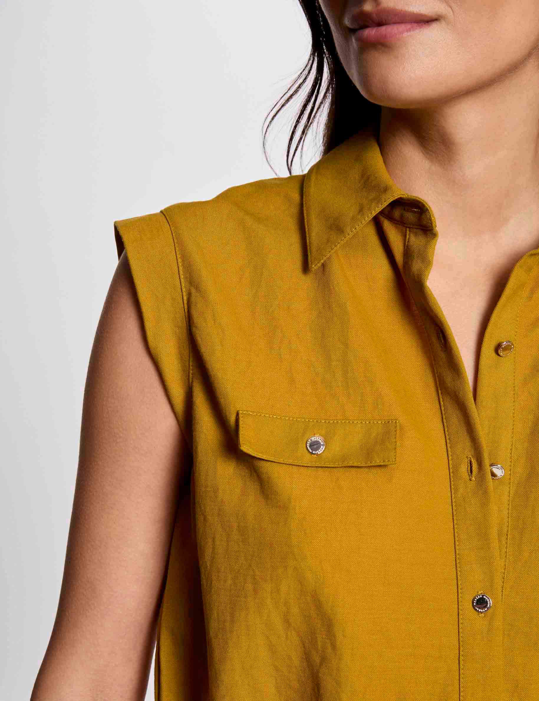 blusa sin mangas amarillo mostaza mujer Blusa sin mangas amarillo mostaza mujer