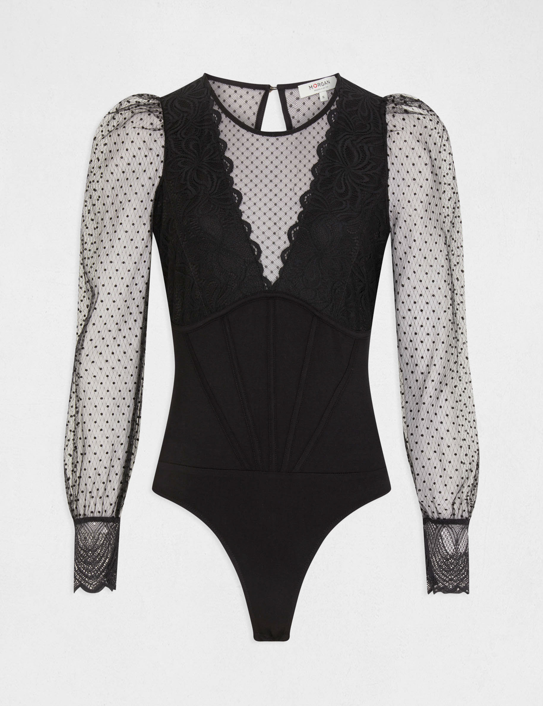 body manga larga con plumeti negro mujer Body manga larga con plumeti negro mujer