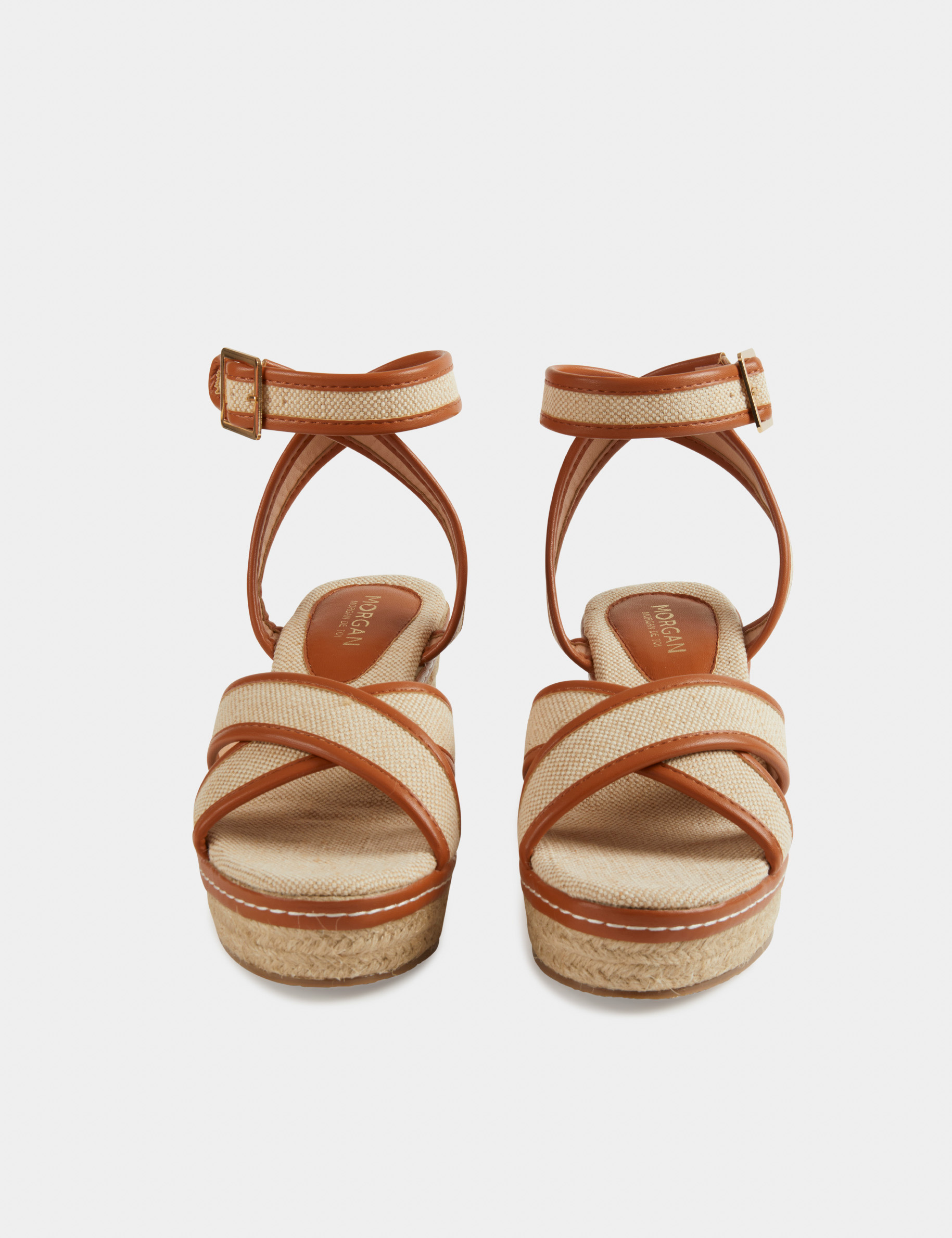 sandalias plataformas efecto trenzado beige mujer Sandalias plataformas efecto trenzado beige mujer