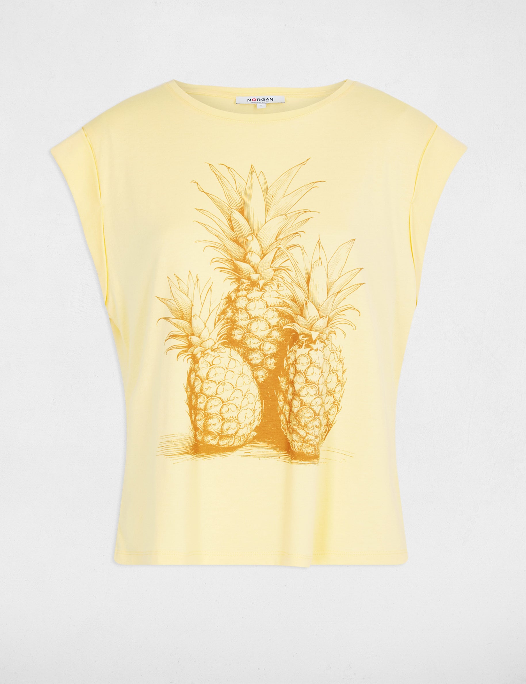 Camiseta sin mangas amarillo claro mujer