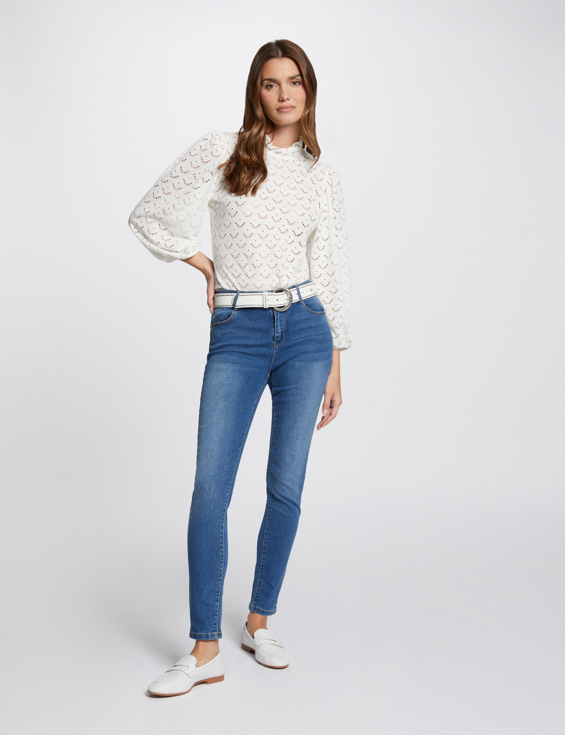 vaquero slim talle estandar denim stone mujer Vaquero slim talle estándar denim stone mujer