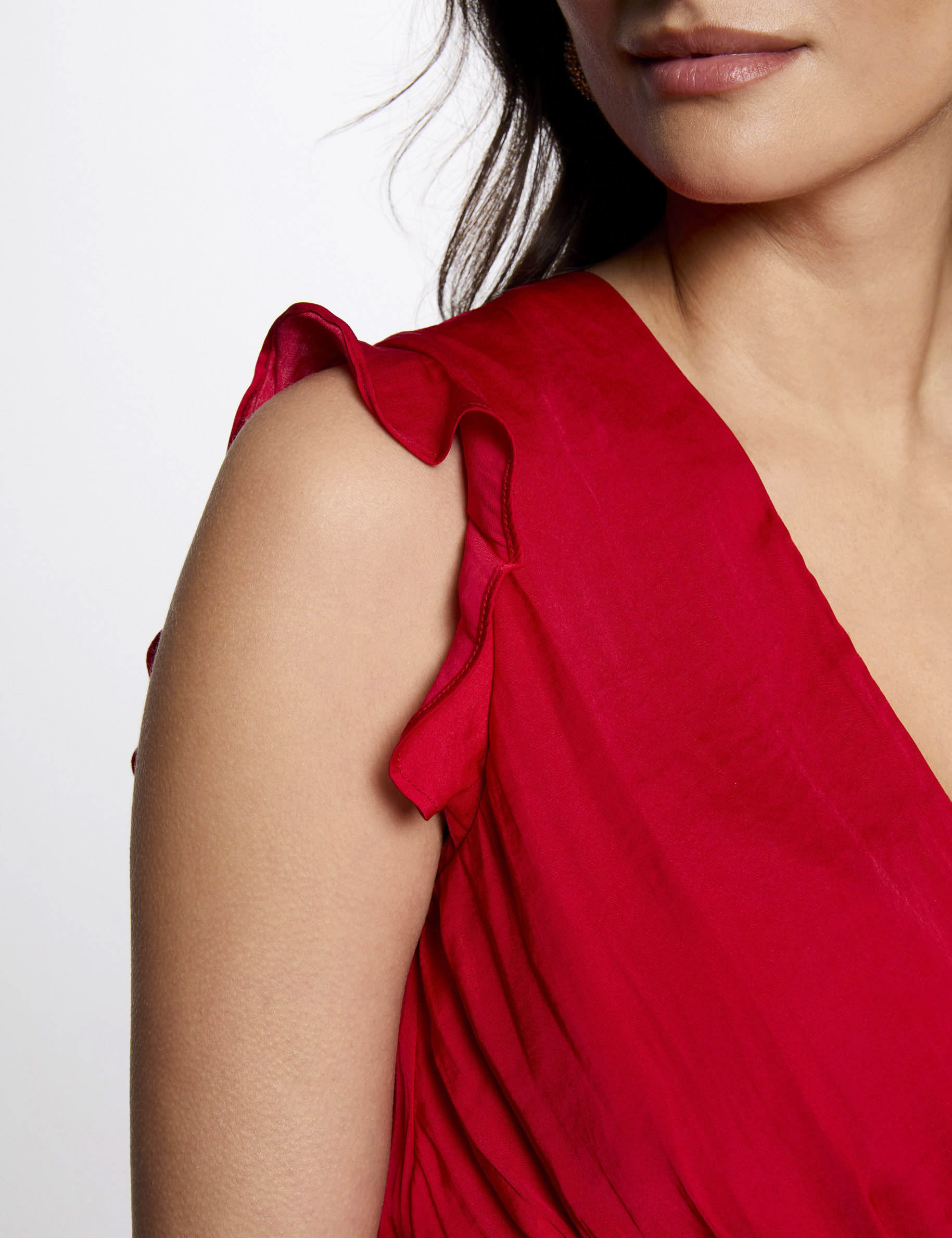 Vestido recto holgado sin mangas rojo mujer