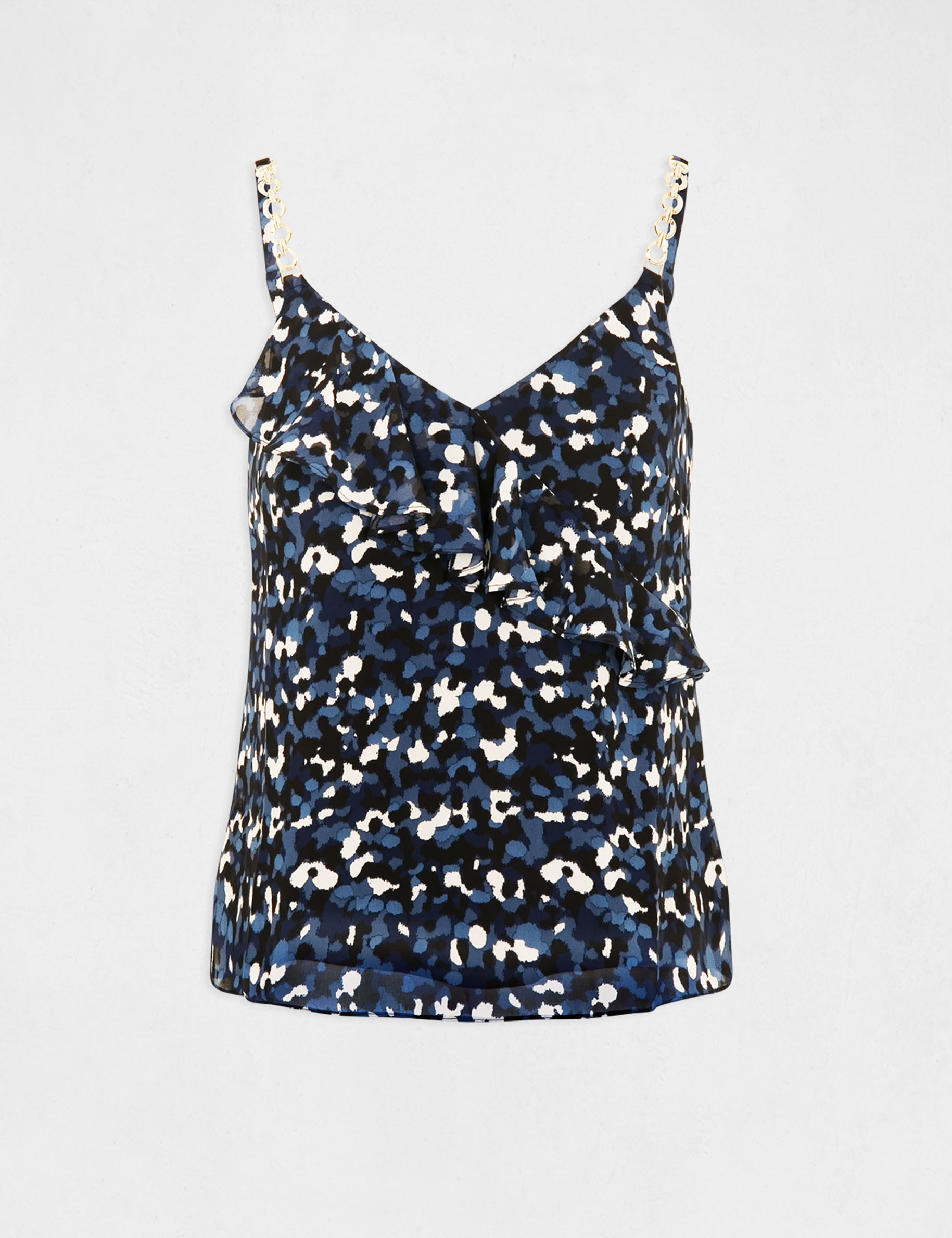 Top con tirantes finos estampado azul mujer Top con tirantes finos estampado azul mujer