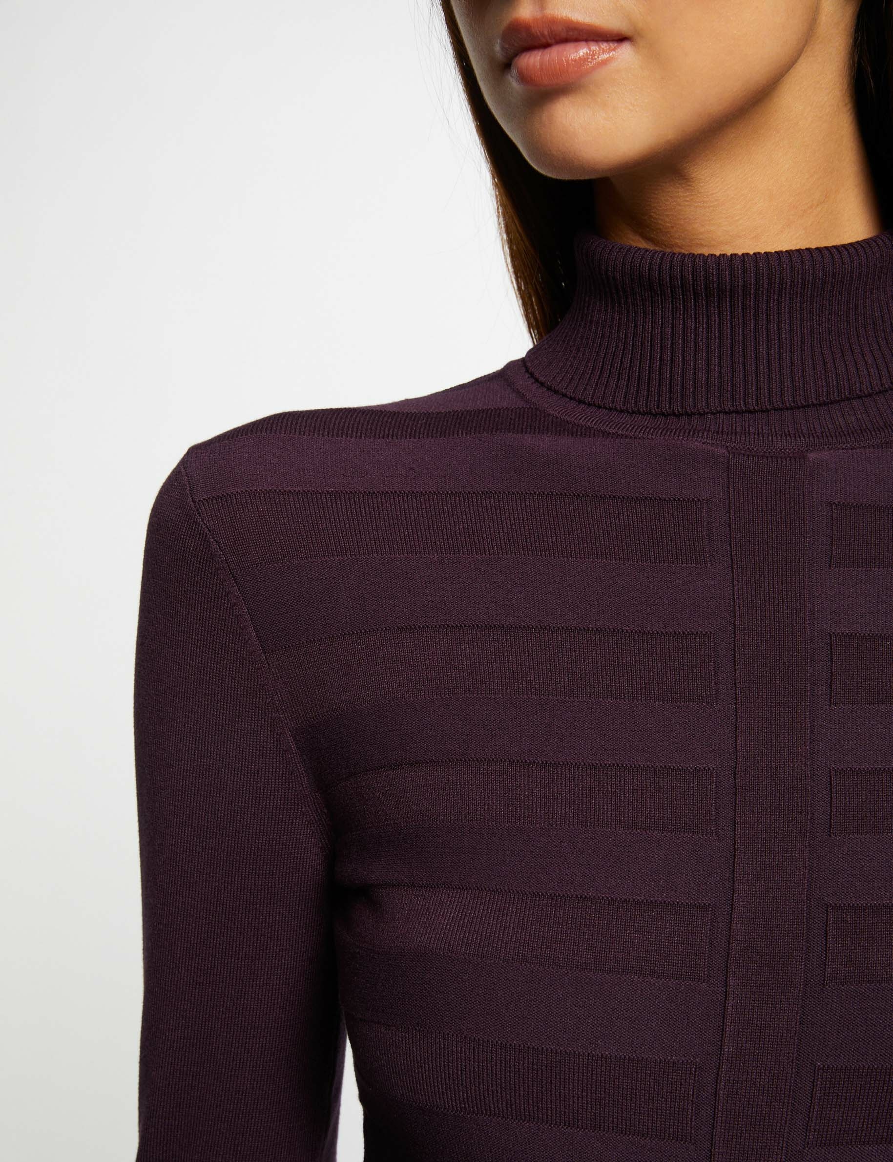 Jersey manga larga cuello de tortuga violeta mujer
